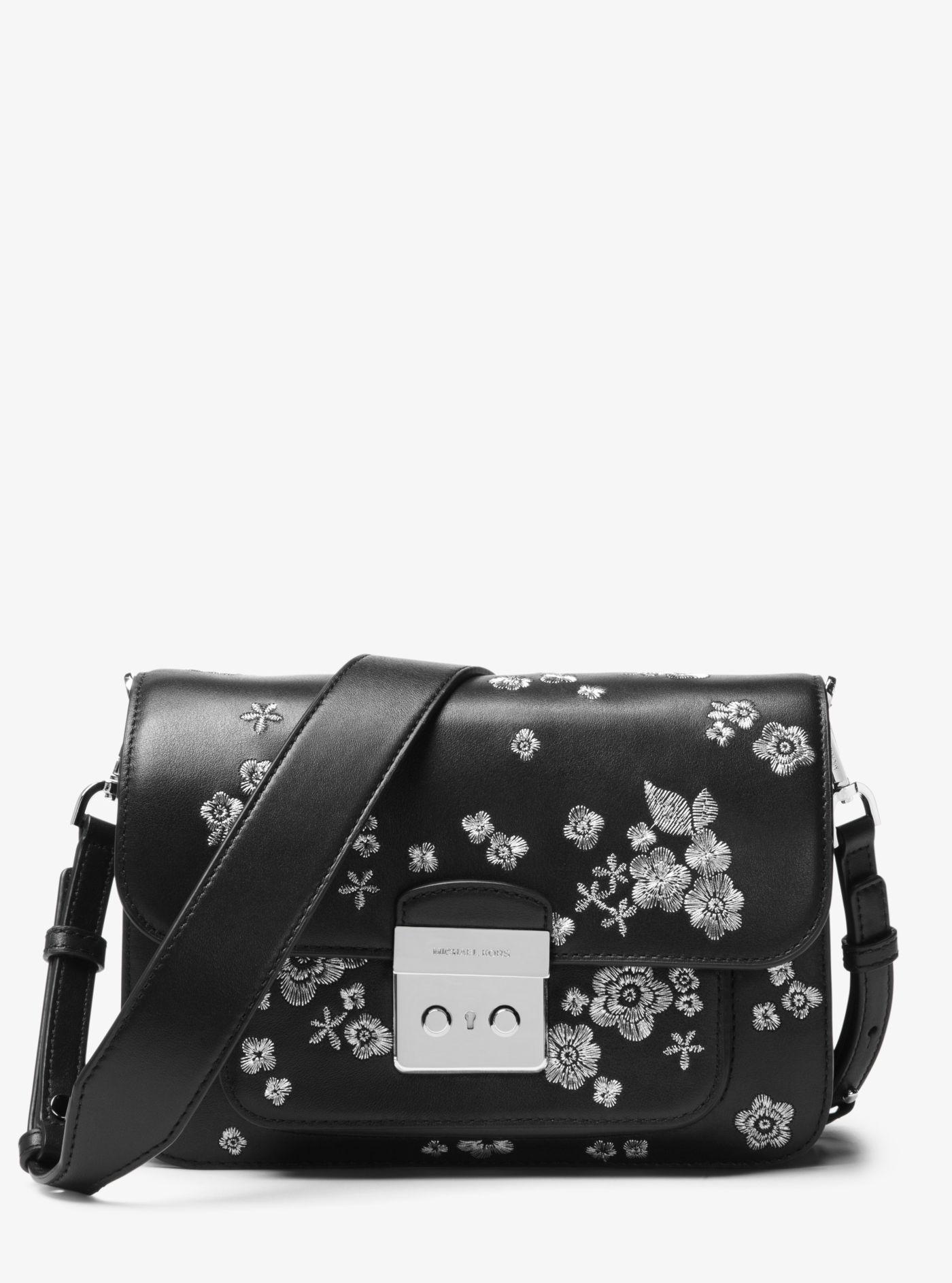 Michael Kors Sloan Editor Embroidered Leather Shoulder Bag in Black Lyst