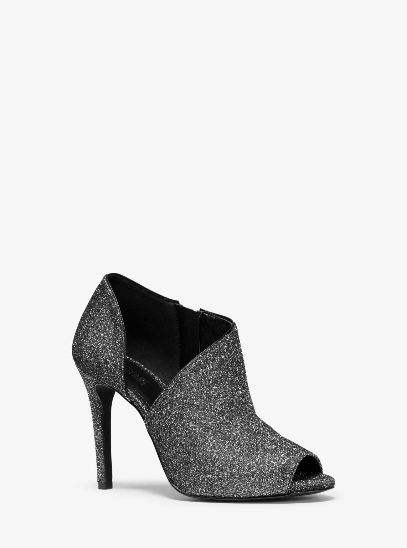 glitter open toe booties
