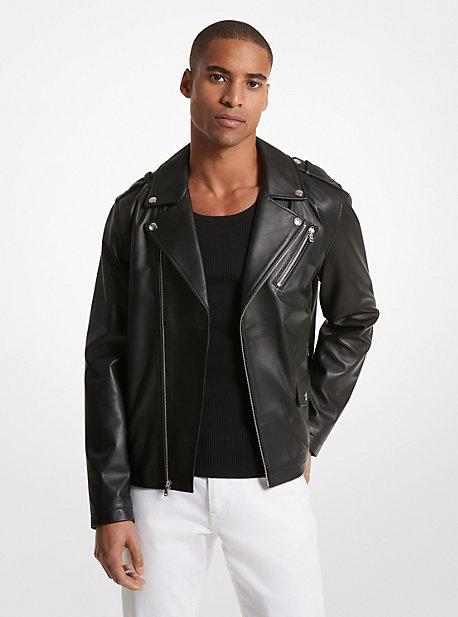 Michael Kors Leather Moto Jacket in Black for Men Lyst