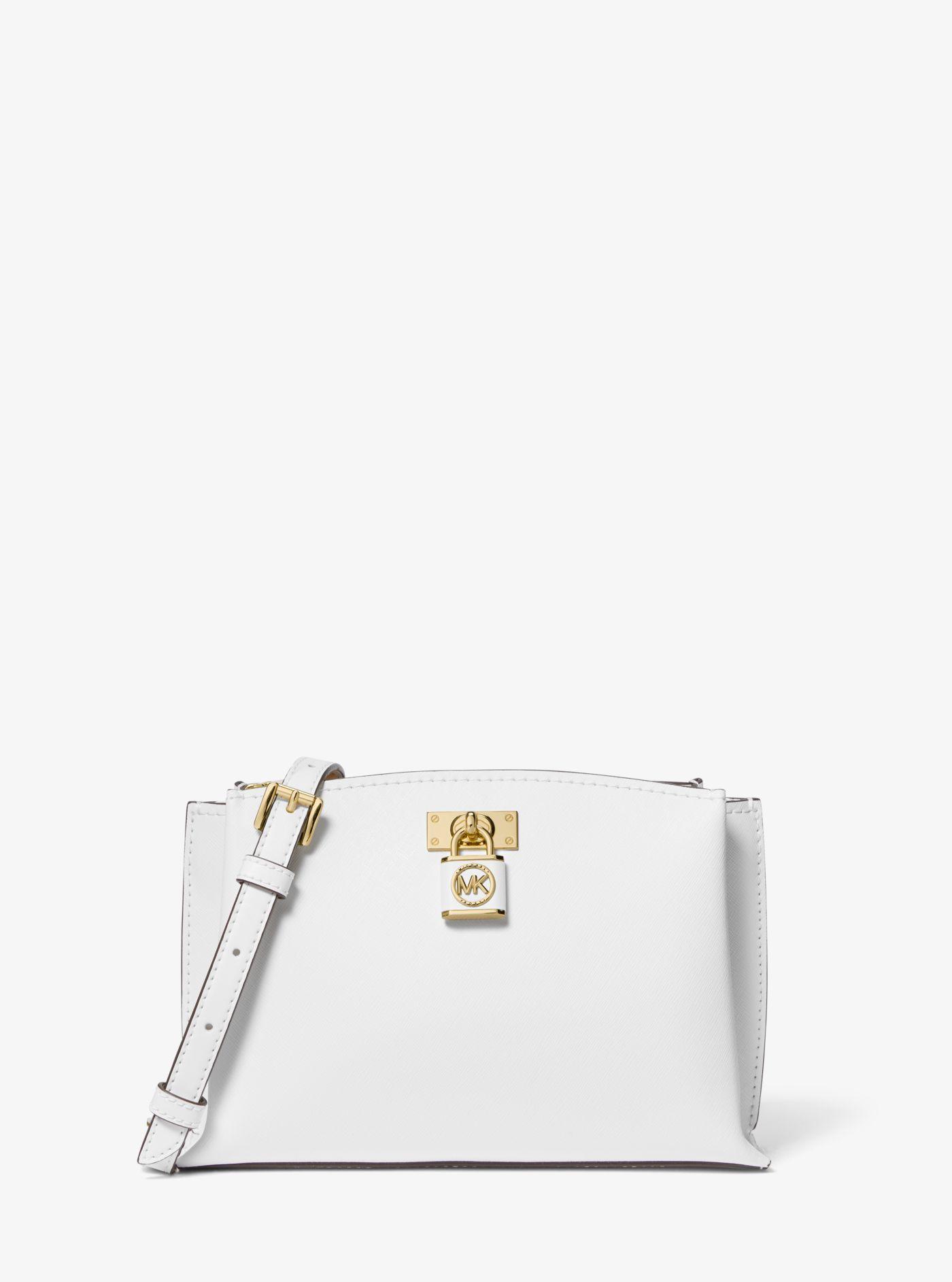 Michael Kors Ruby Medium Saffiano Leather Messenger Bag in White Lyst