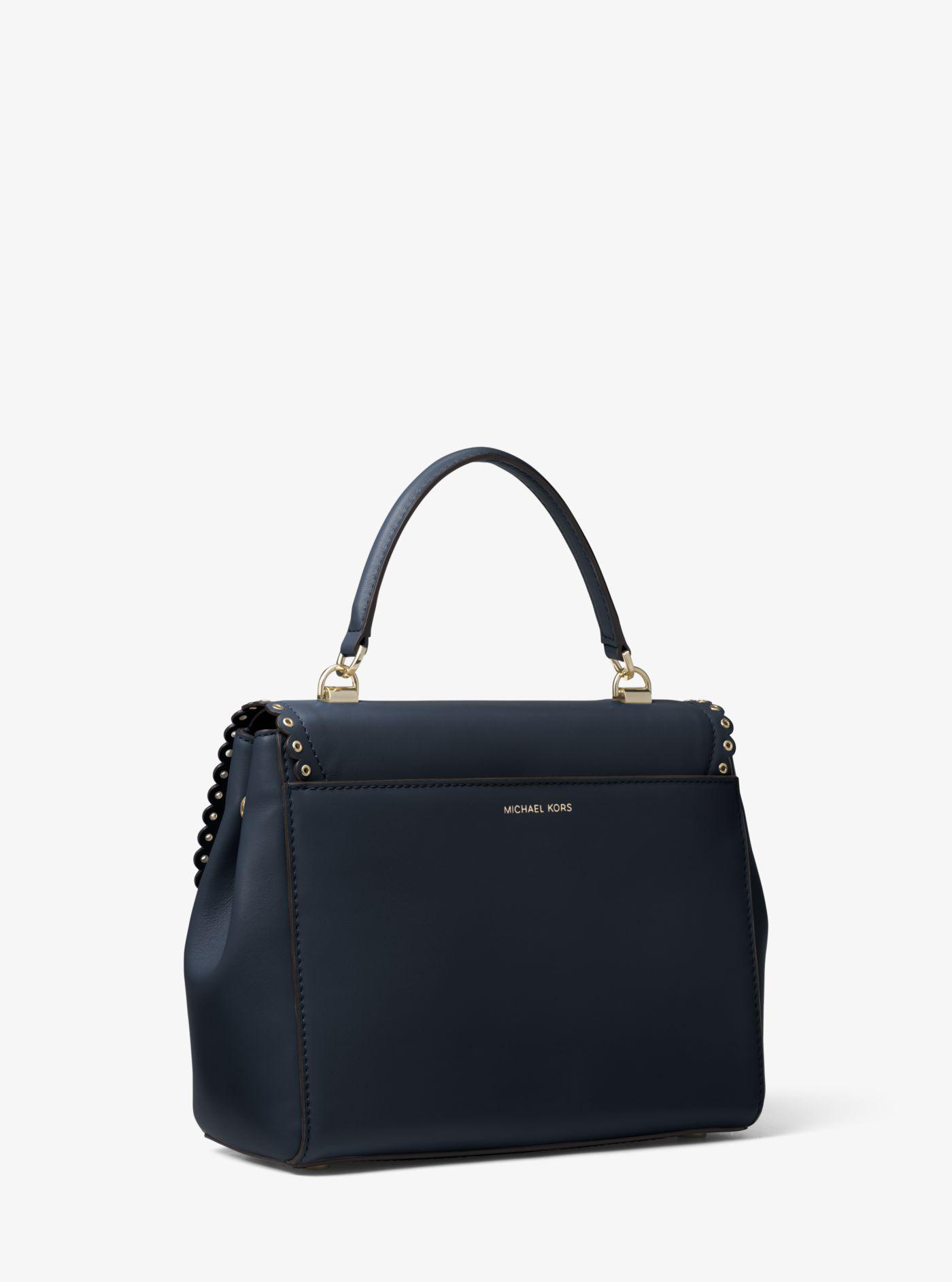 michael michael kors ava medium scalloped leather satchel