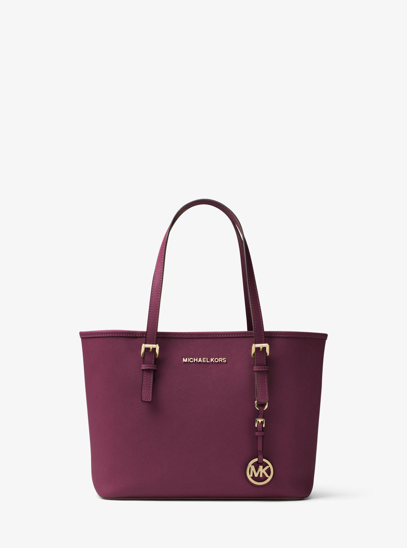 Michael Kors Jet Set Saffiano Leather Small Tote Bag in Purple | Lyst