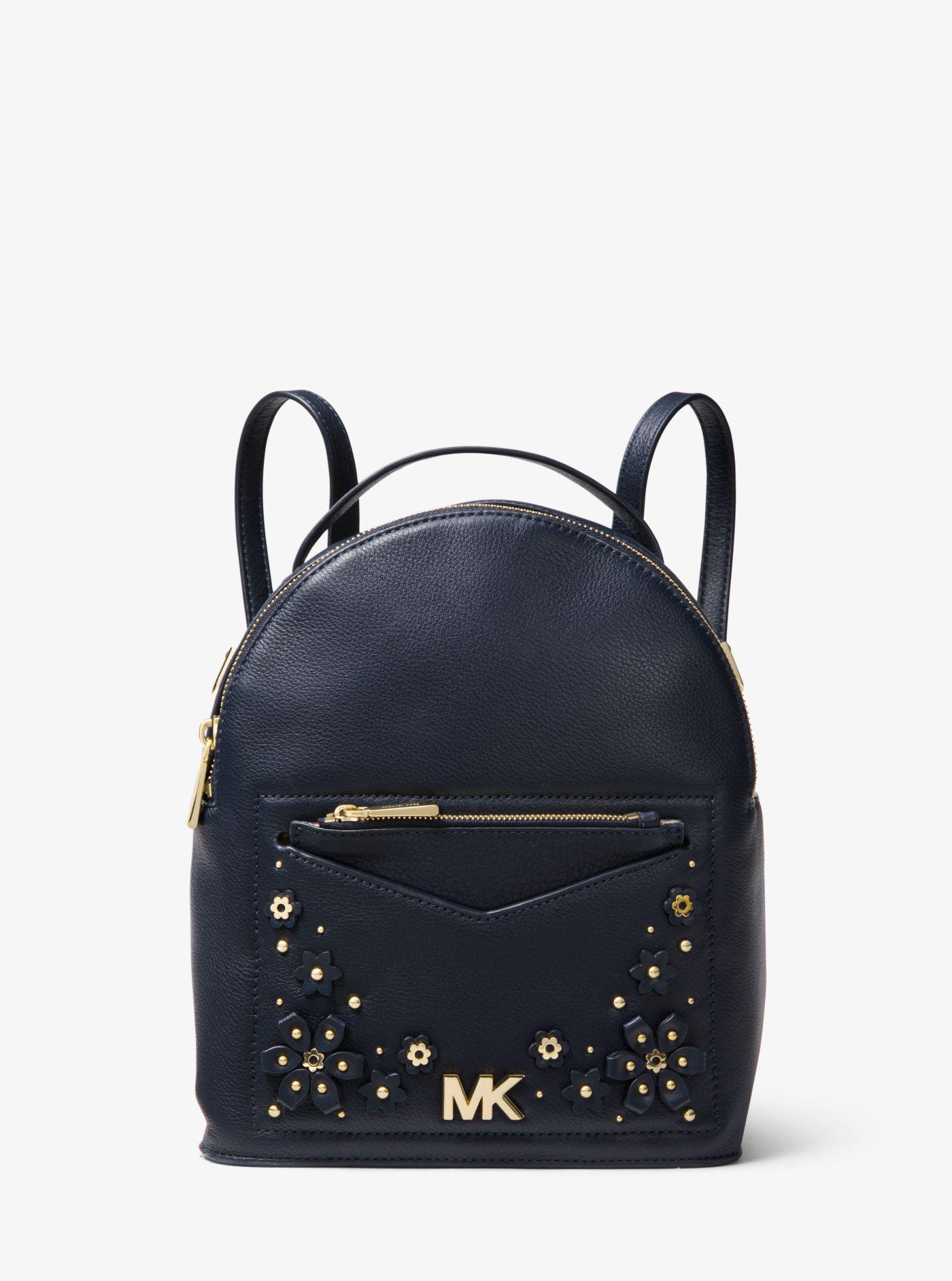 Michael Kors Jessa Small Floral Embellished Pebbled Leather Convertible  Backpack - Lyst