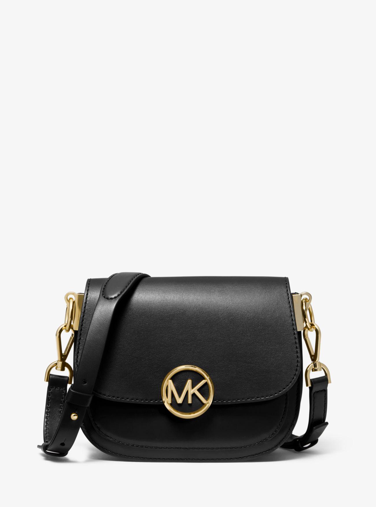 Michael Kors Lillie Small Leather Saddle Bag in Black - Lyst