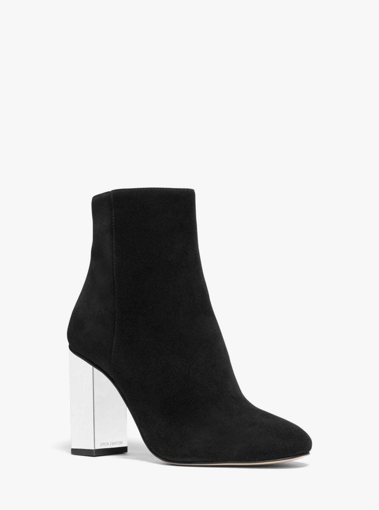 Michael Kors Petra Embellished Suede Ankle Boot in Black - Lyst