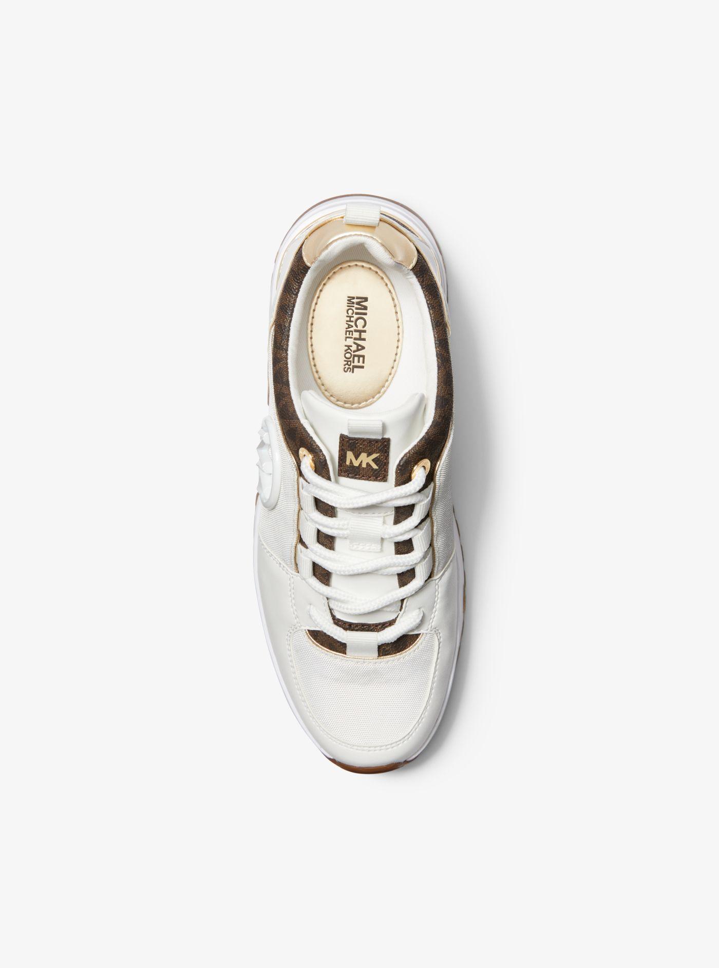Michael Kors Cosmo Logo And Faux Leather Trainer in White | Lyst