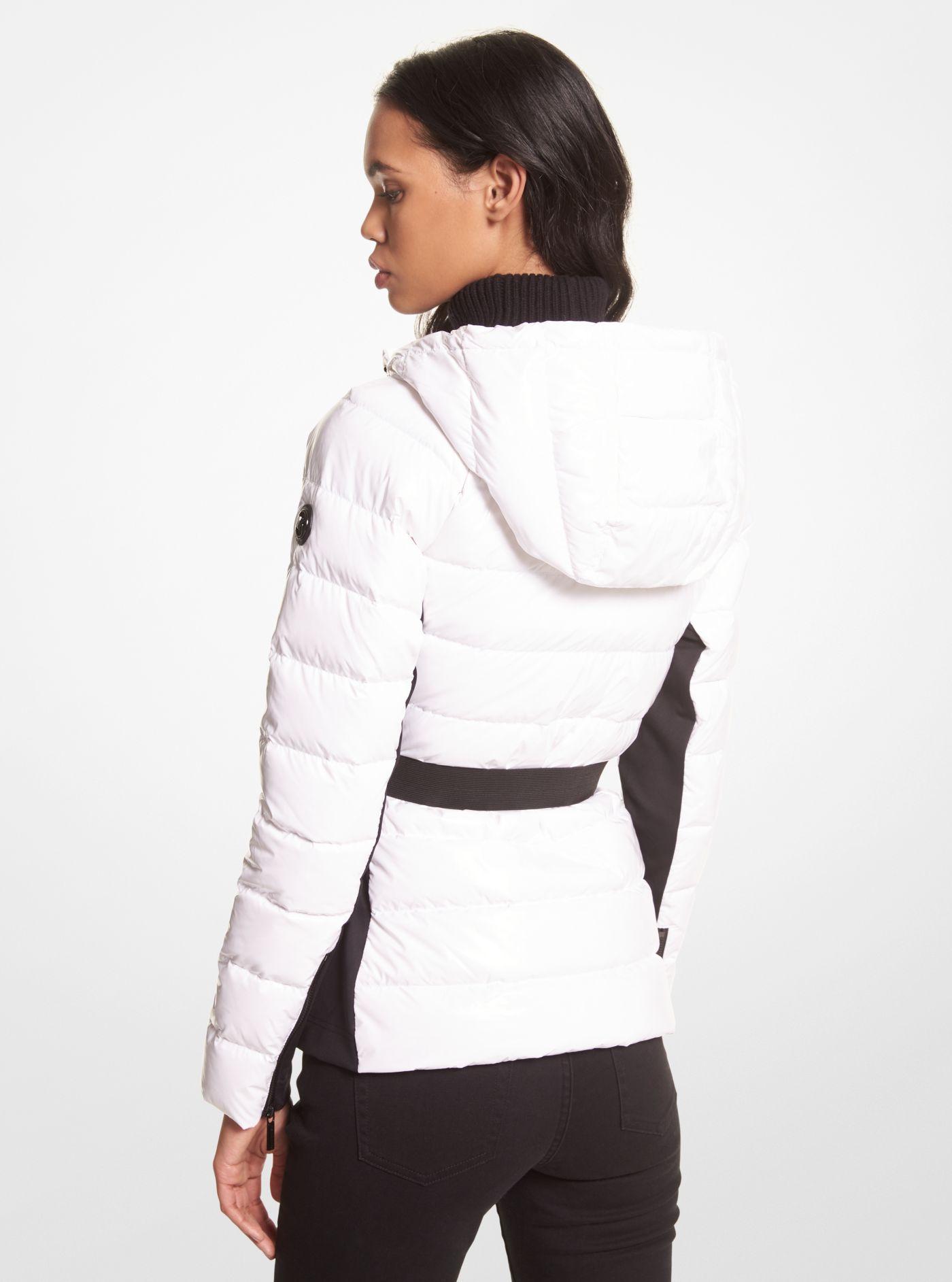 Michael Kors Belted Quilted Nylon Puffer Jacket in White | Lyst