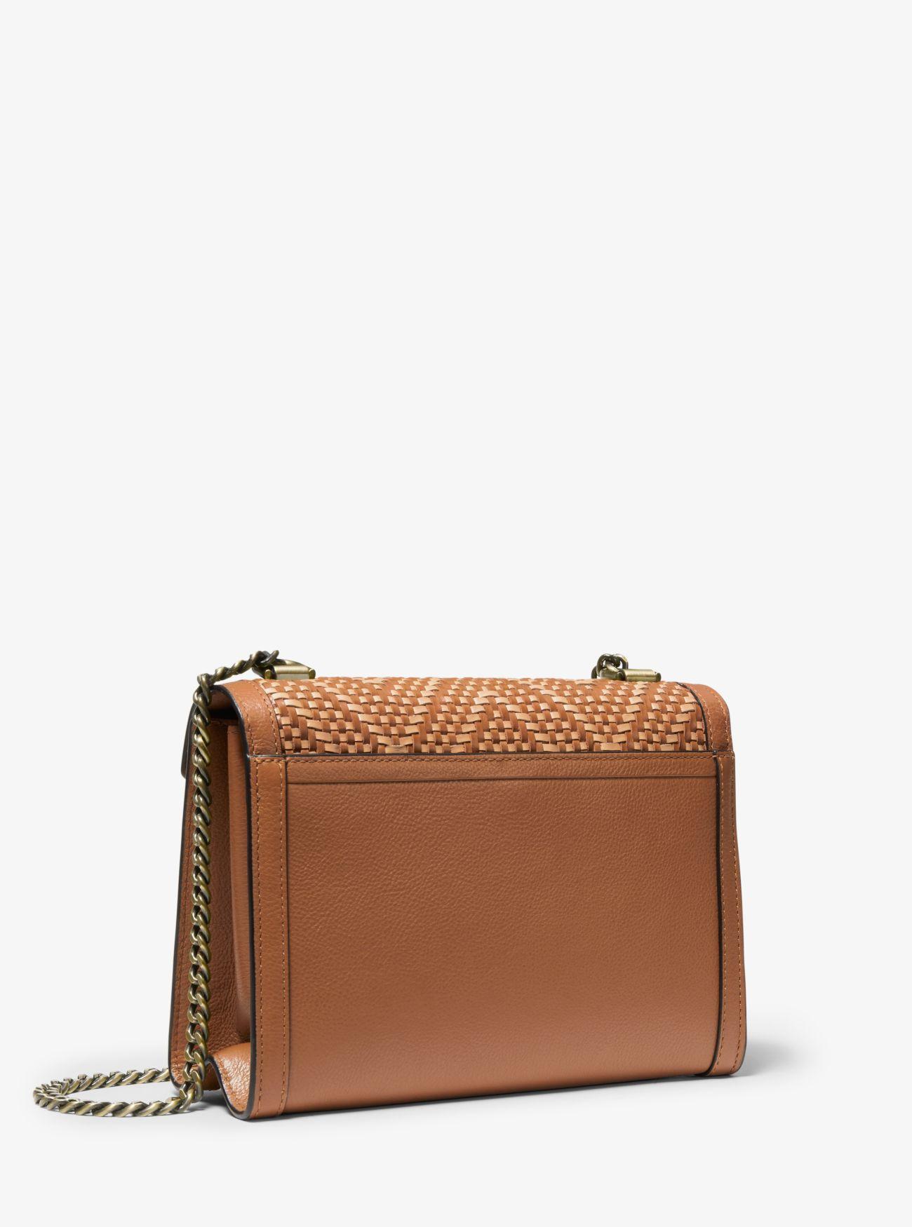 whitney large woven leather convertible shoulder bag