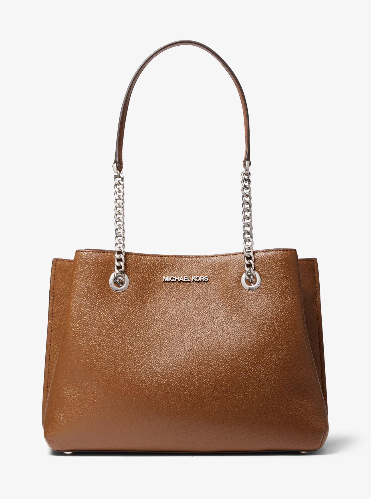 Michael Kors Teagan Large Pebbled Leather Shoulder Bag in Brown Lyst