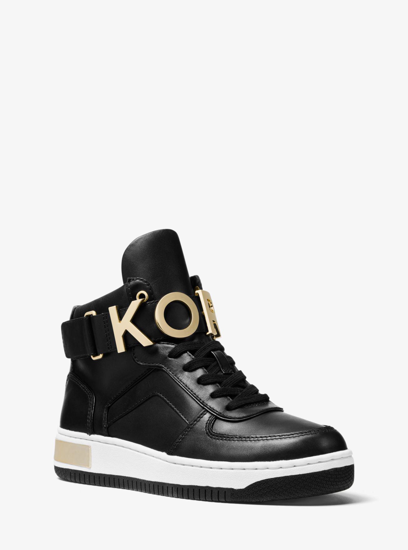 Michael Kors Cortlandt Embellished Leather High-top Sneaker in Black - Lyst