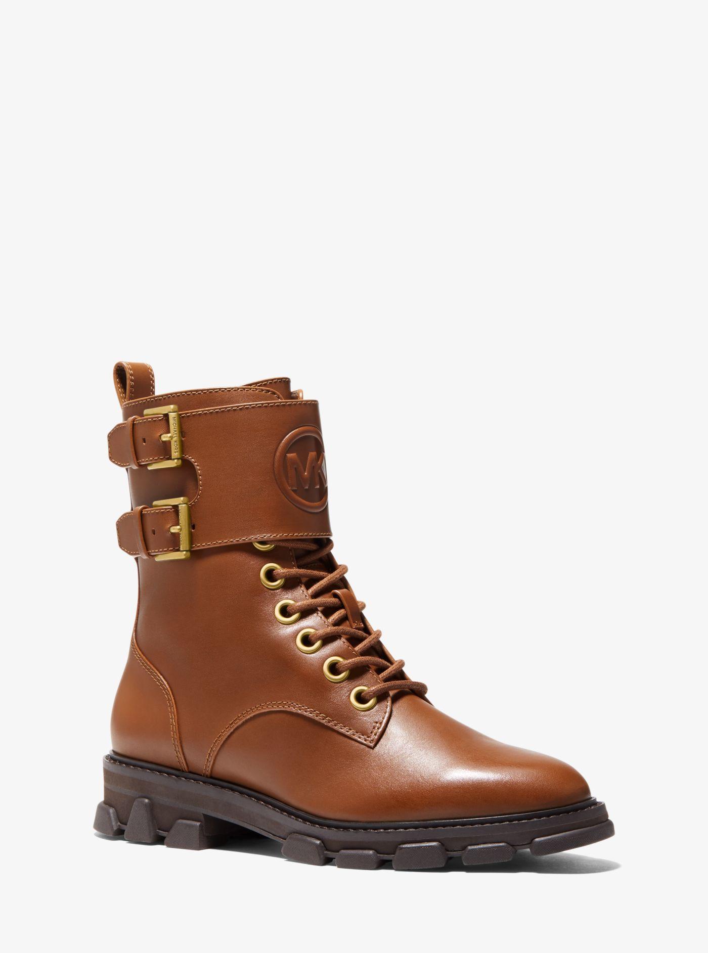 Michael Kors Ridley Leather Combat Boot in Brown | Lyst