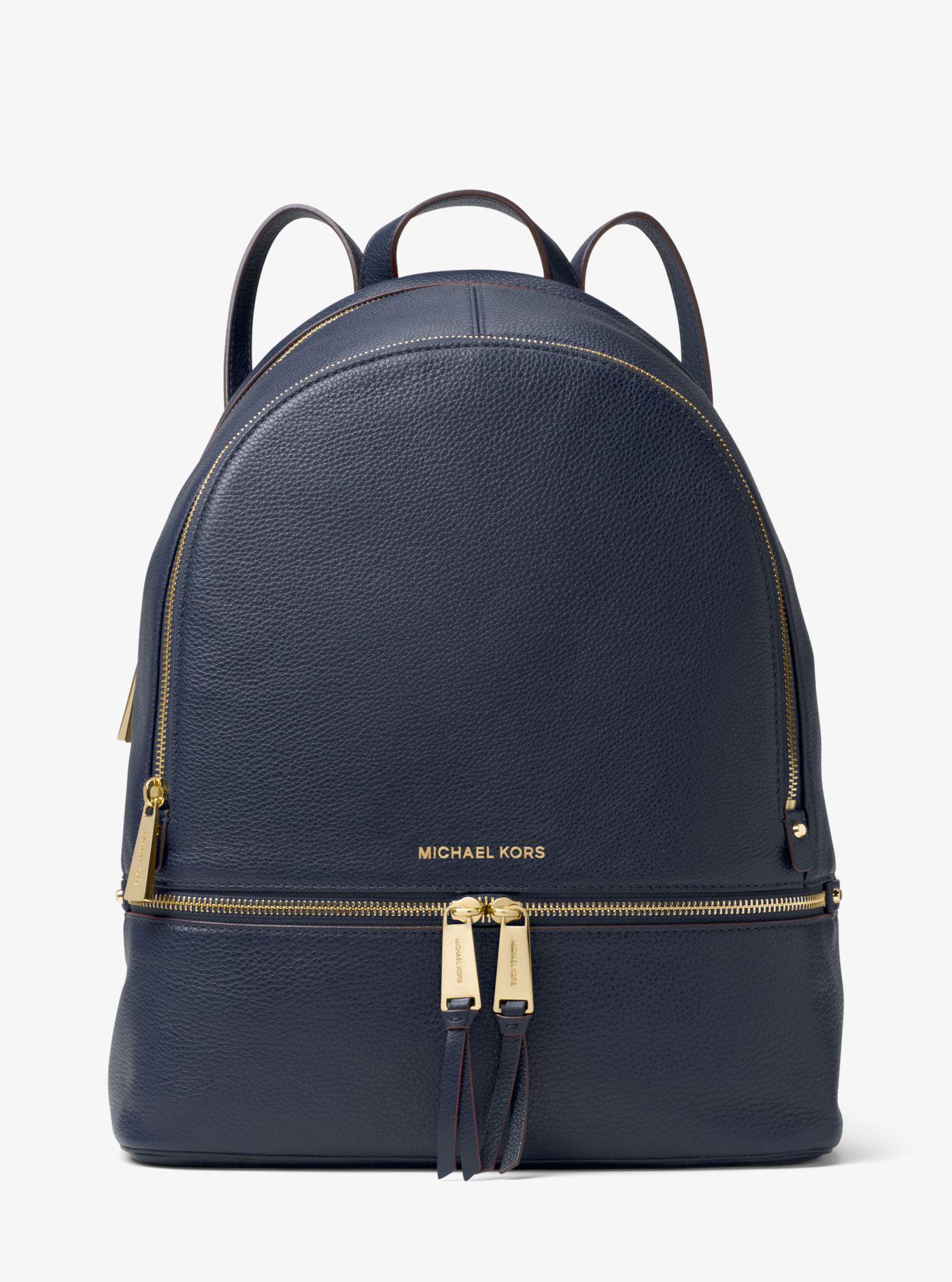 Michael Kors Leather Backpack For Women in Navy (Blue) - Lyst