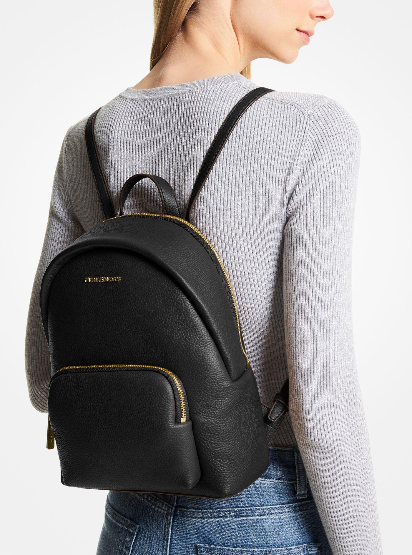 Michael Kors Erin Medium Pebbled Leather Backpack in Black | Lyst