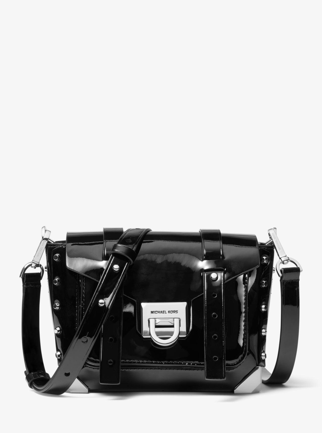 Michael Kors Mk Manhattan Small Patent Leather Crossbody Bag in Black | Lyst