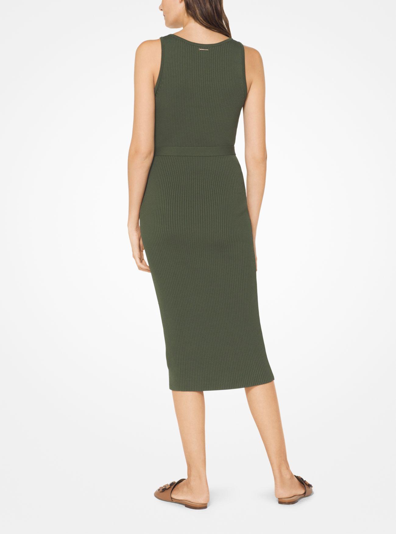 Michael kors belted ribbed knit dress Clearance