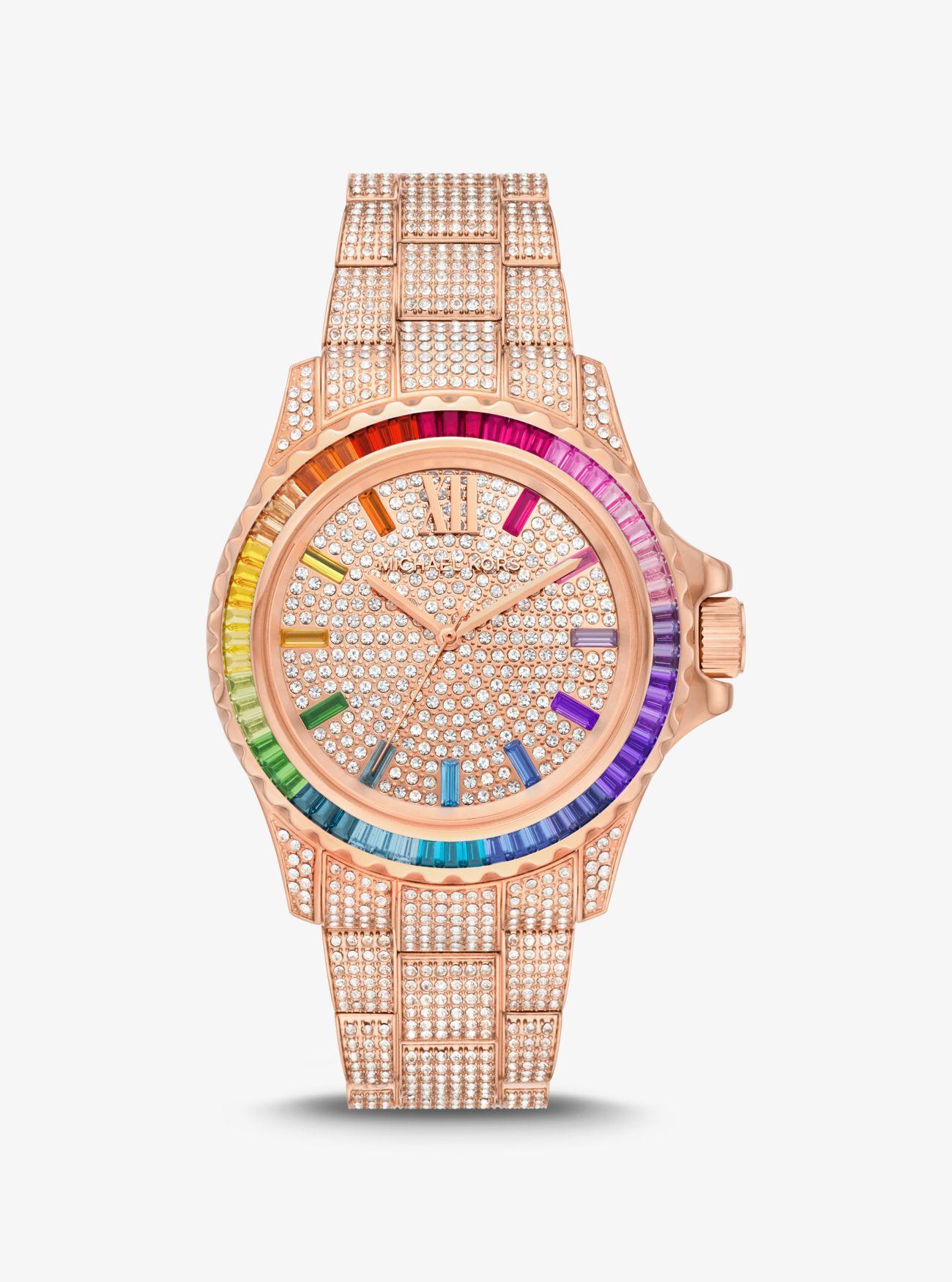 MICHAEL KORS エベレスト レインボー リミテッド 42mm 限定 Michael Kors Pride Limited-edition Oversized Everest Rainbow Pavé
