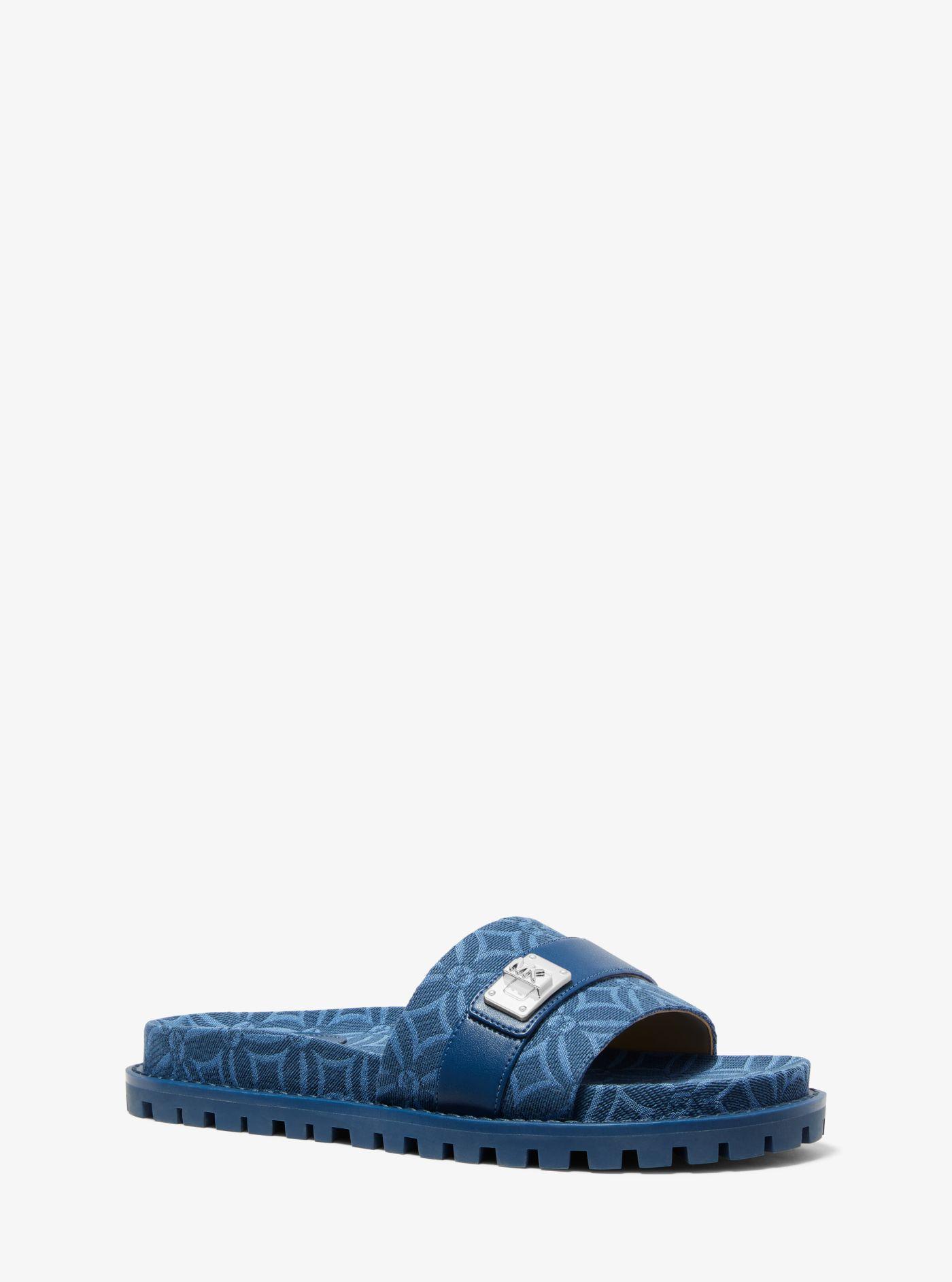 Michael Kors Padma Logo Jacquard Slide Sandal in Blue | Lyst Canada