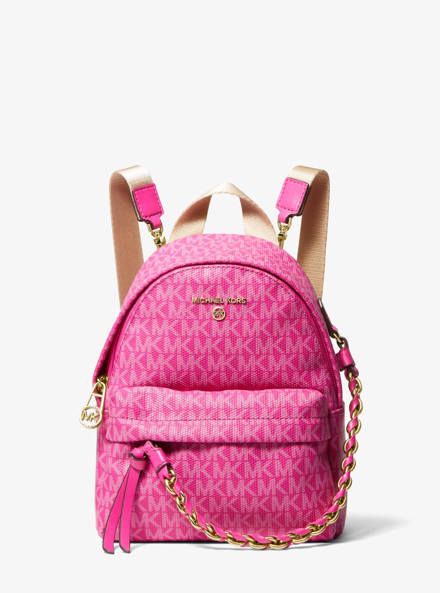 small pink backpack
