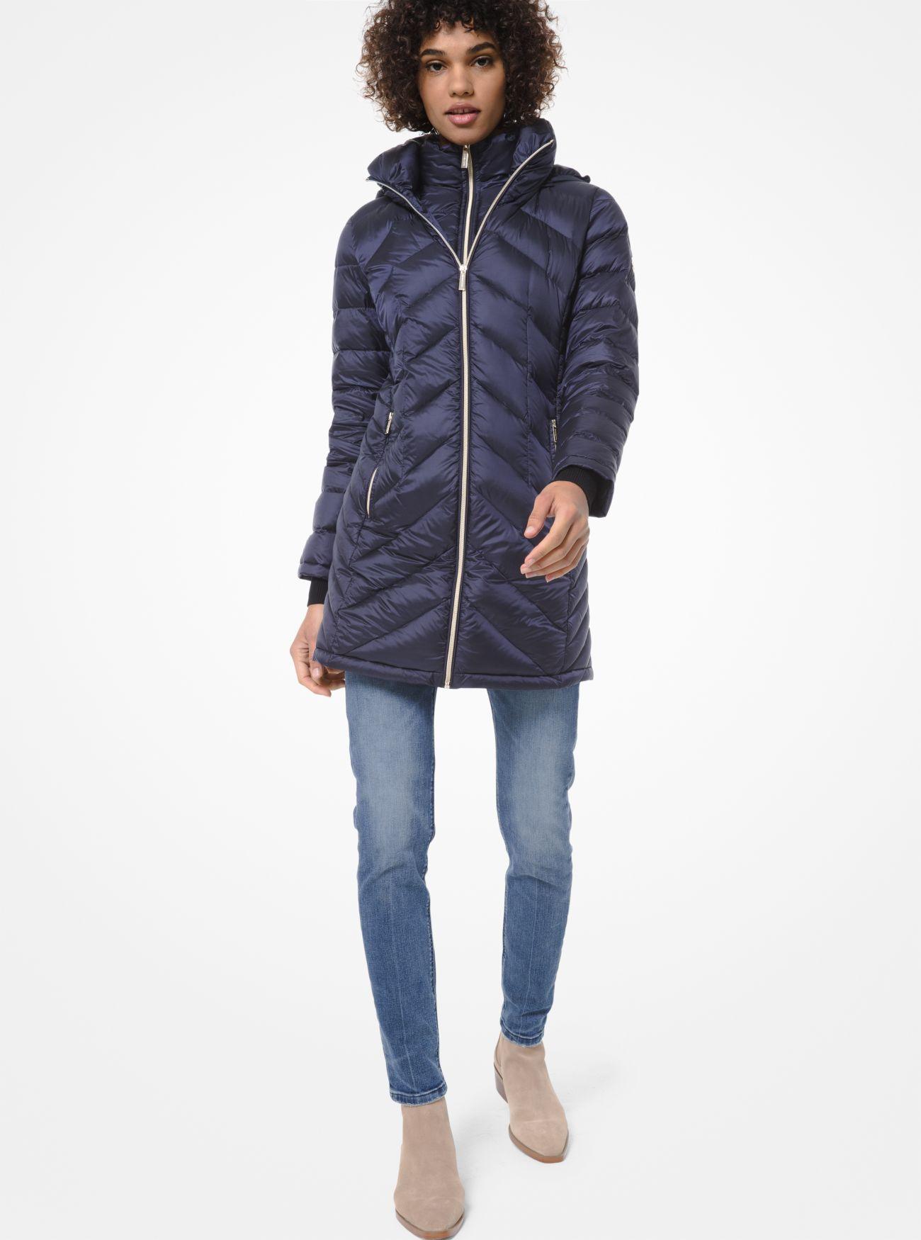 Michael Kors Synthetic Quilted Nylon Packable Puffer Coat in Blue - Lyst