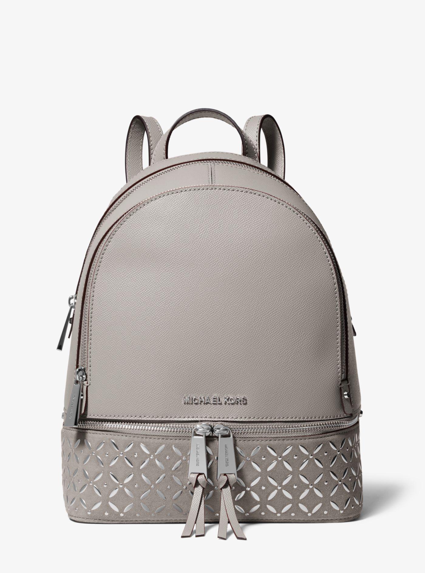 Michael Kors Rhea Medium Embellished Leather Backpack in Gray | Lyst