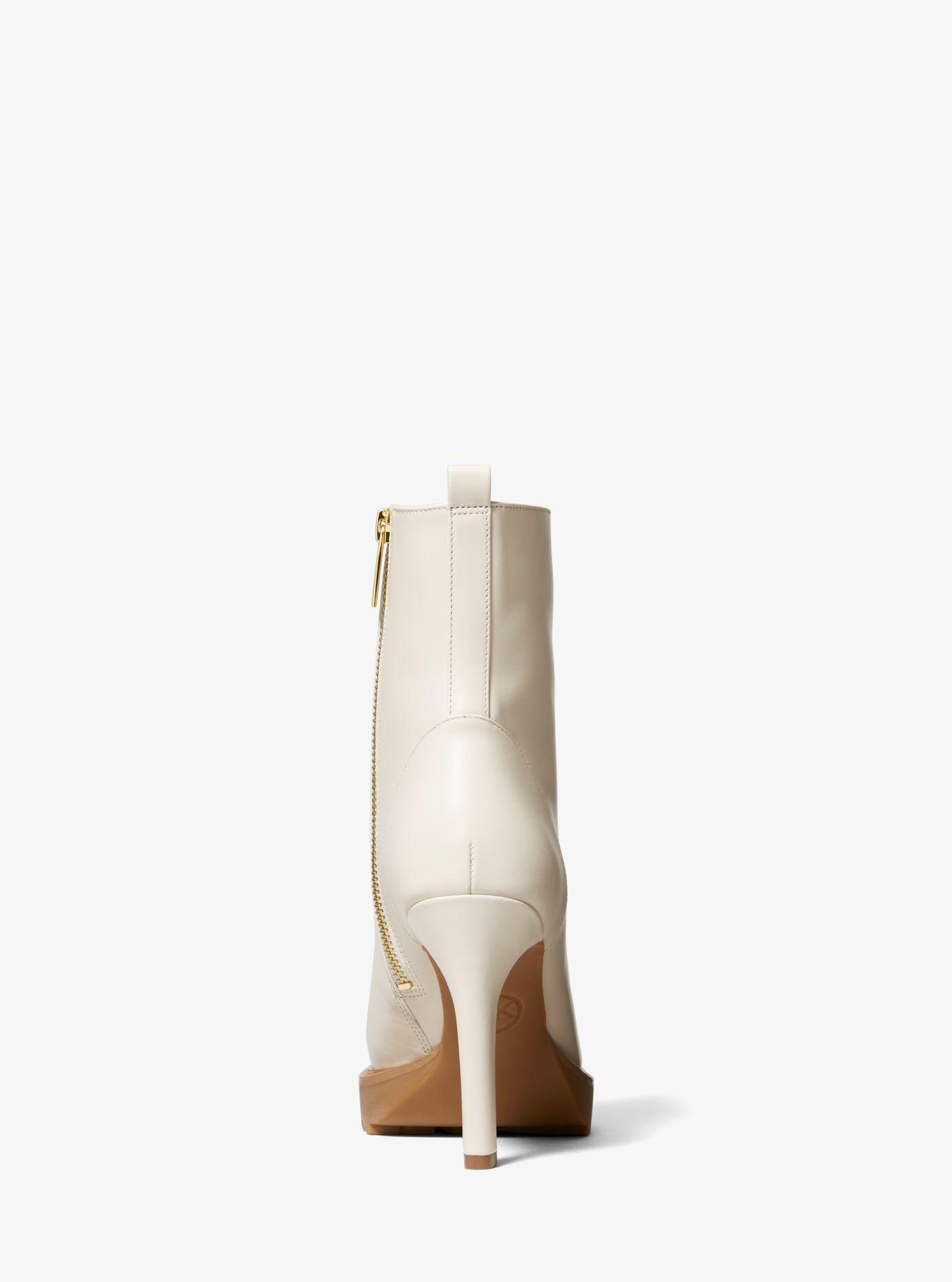 Michael Kors Kyle Leather Lace-up Boot in lt Cream (Natural) | Lyst