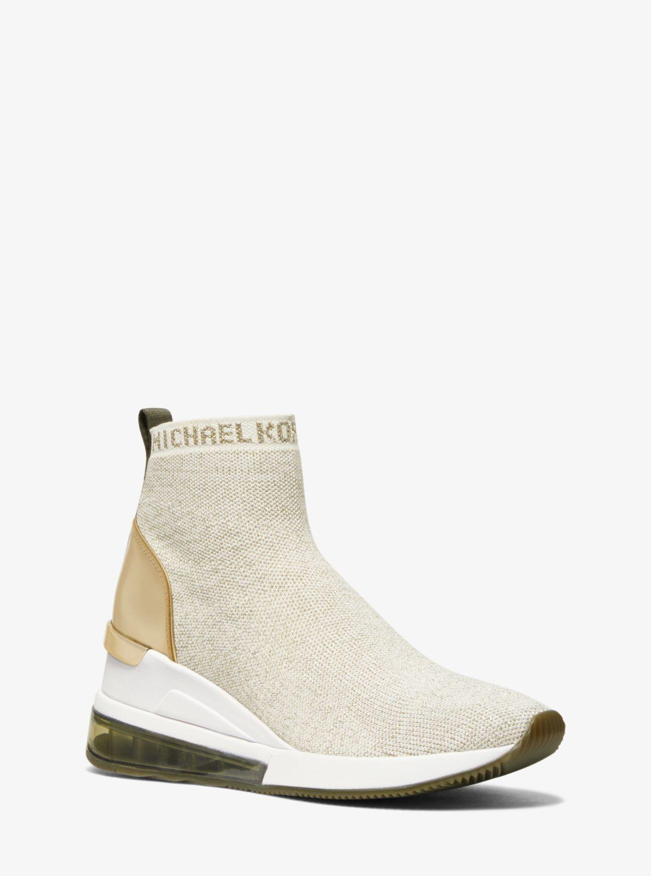 Michael Kors Skyler Extreme Metallic Stretch-knit Sock Sneaker | Lyst