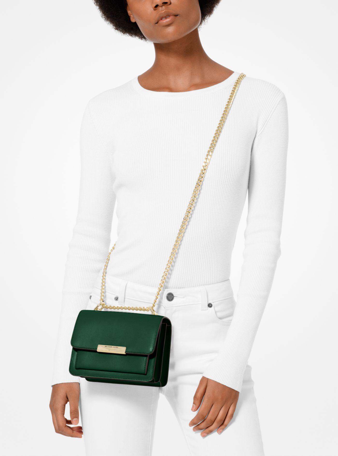 Michael Kors Jade Extra-small Leather Crossbody Bag in Moss (Green) | Lyst