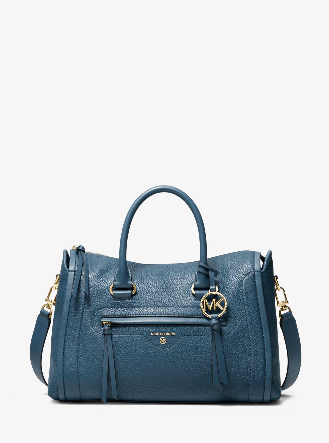 michael kors carine medium pebbled leather satchel