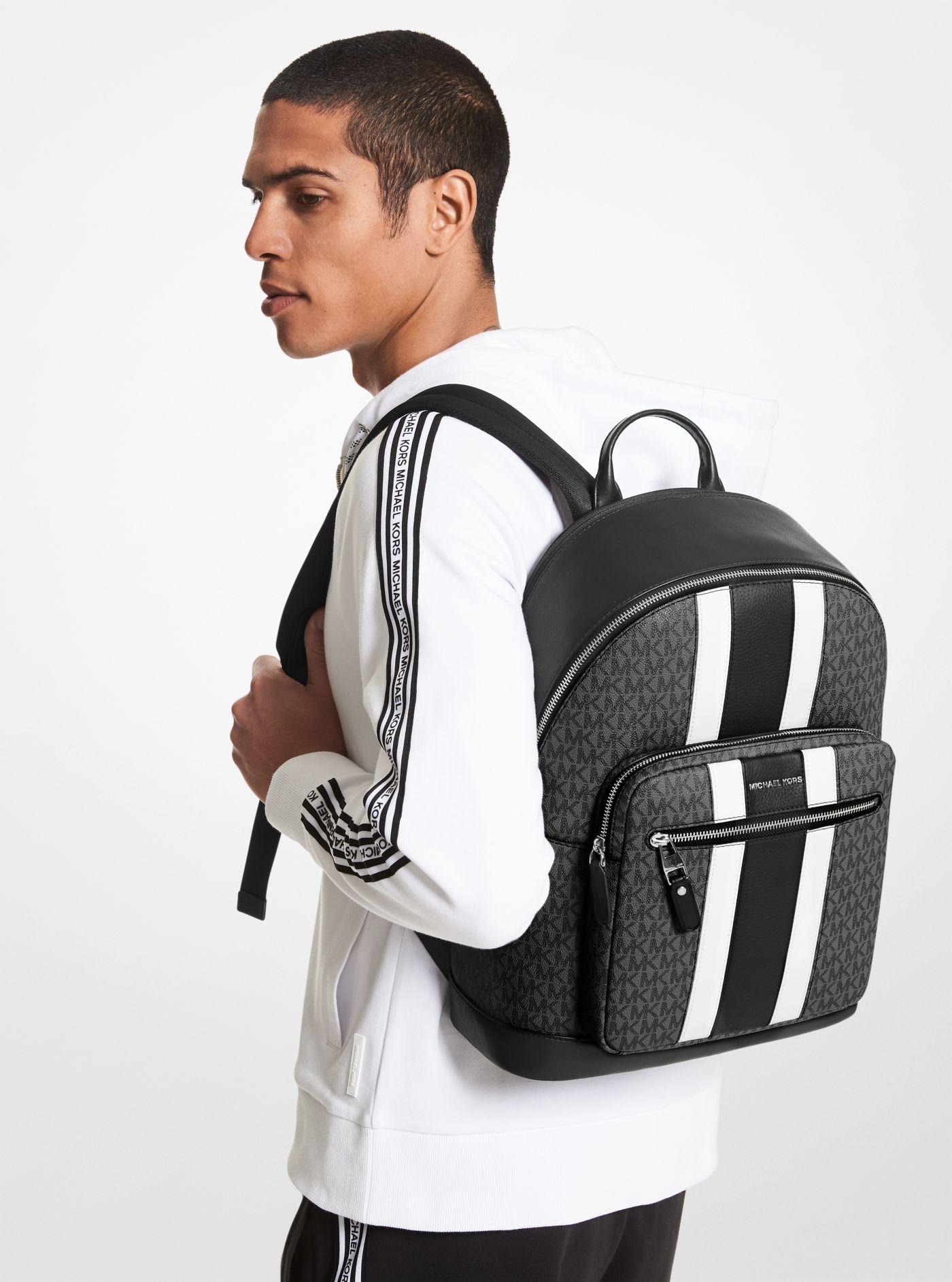 Michael Kors Canvas Hudson Logo Stripe Backpack in Black for Men 