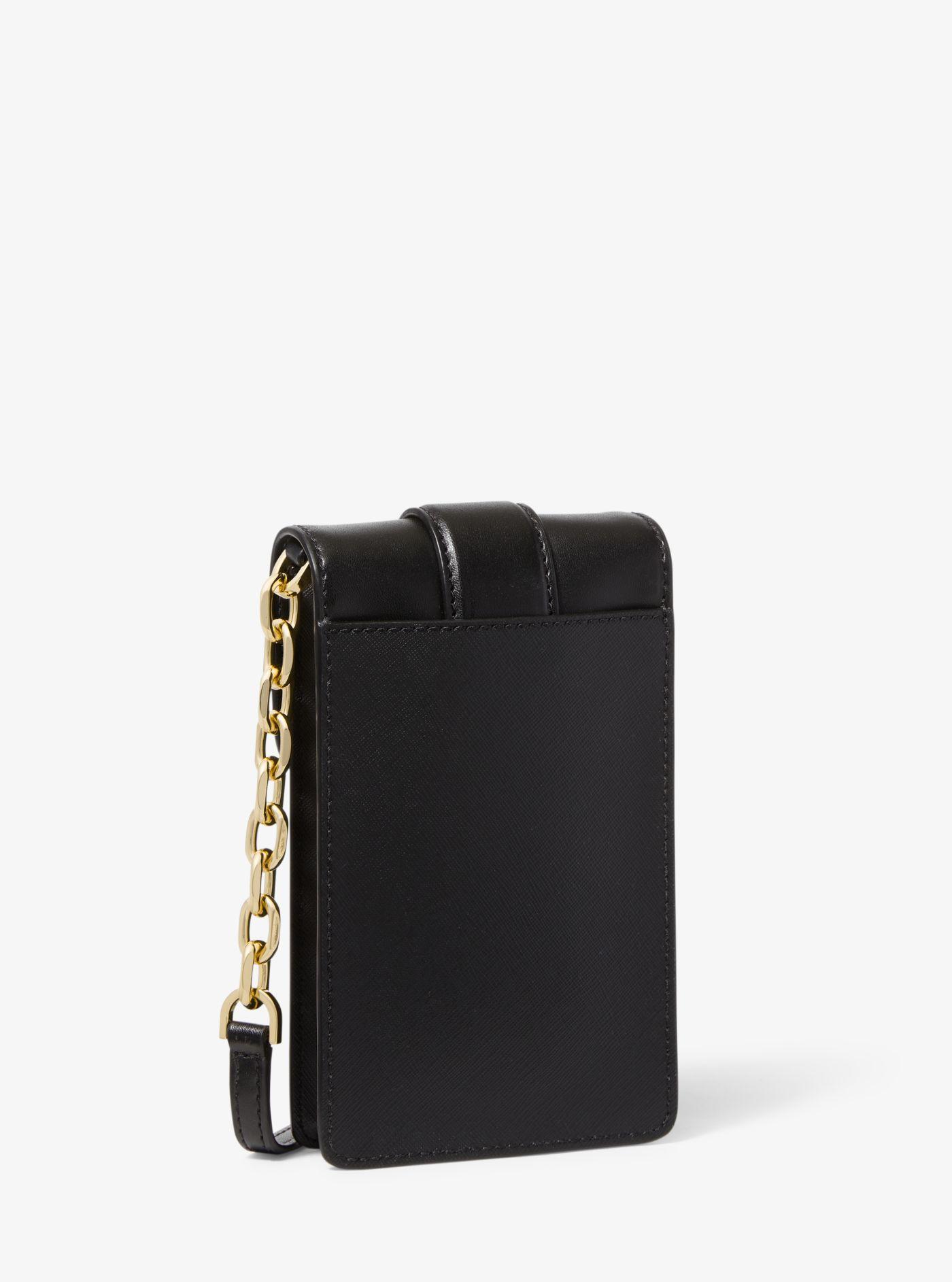 Michael Kors Carmen Small Faux Leather Phone Crossbody Bag in Black | Lyst