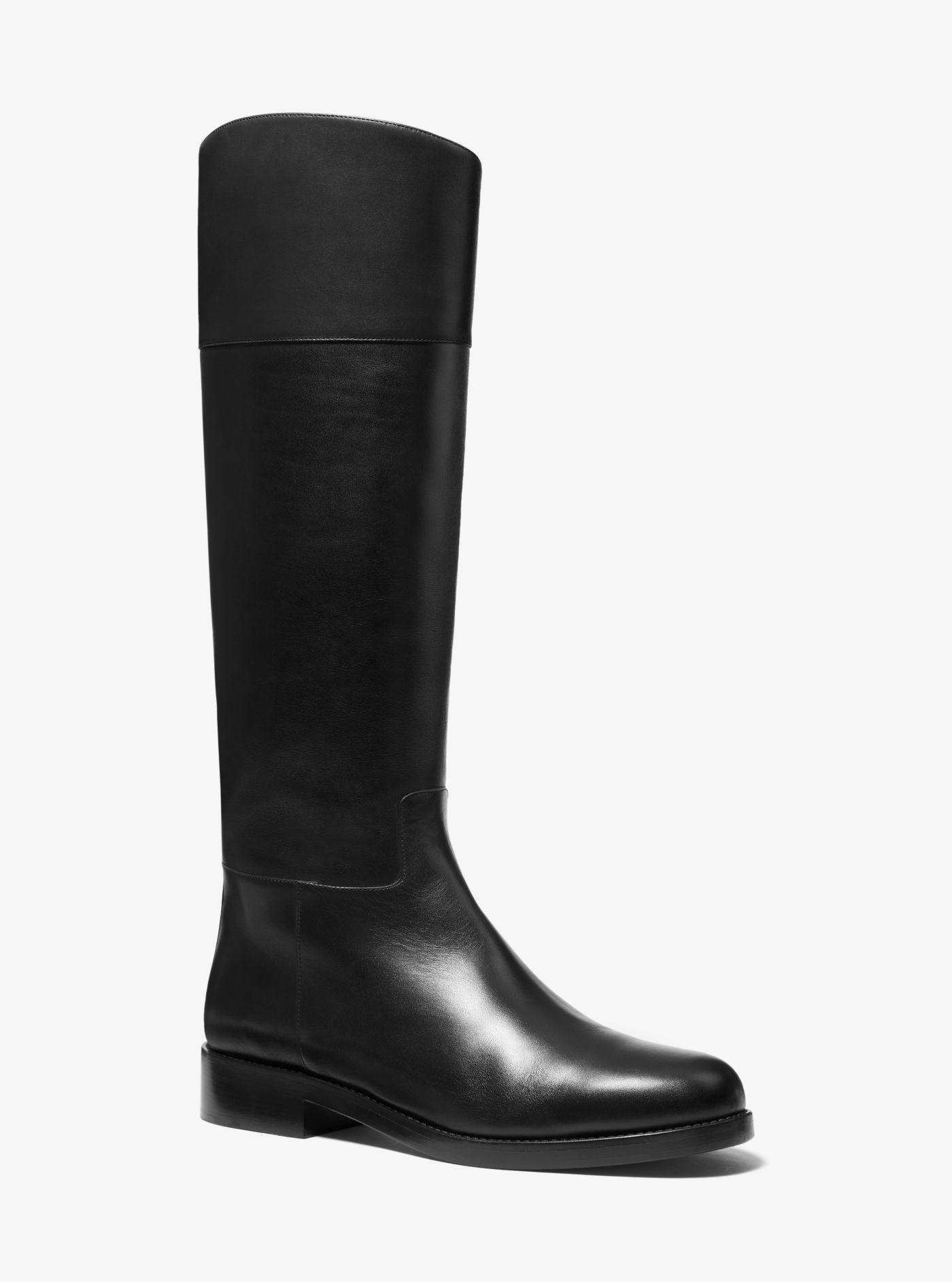 Michael Kors Braden Leather Riding Boot in Black | Lyst