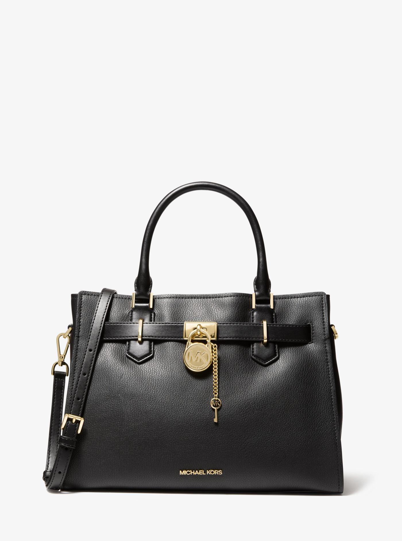 Michael Kors Hamilton Medium Leather Satchel in Black Lyst
