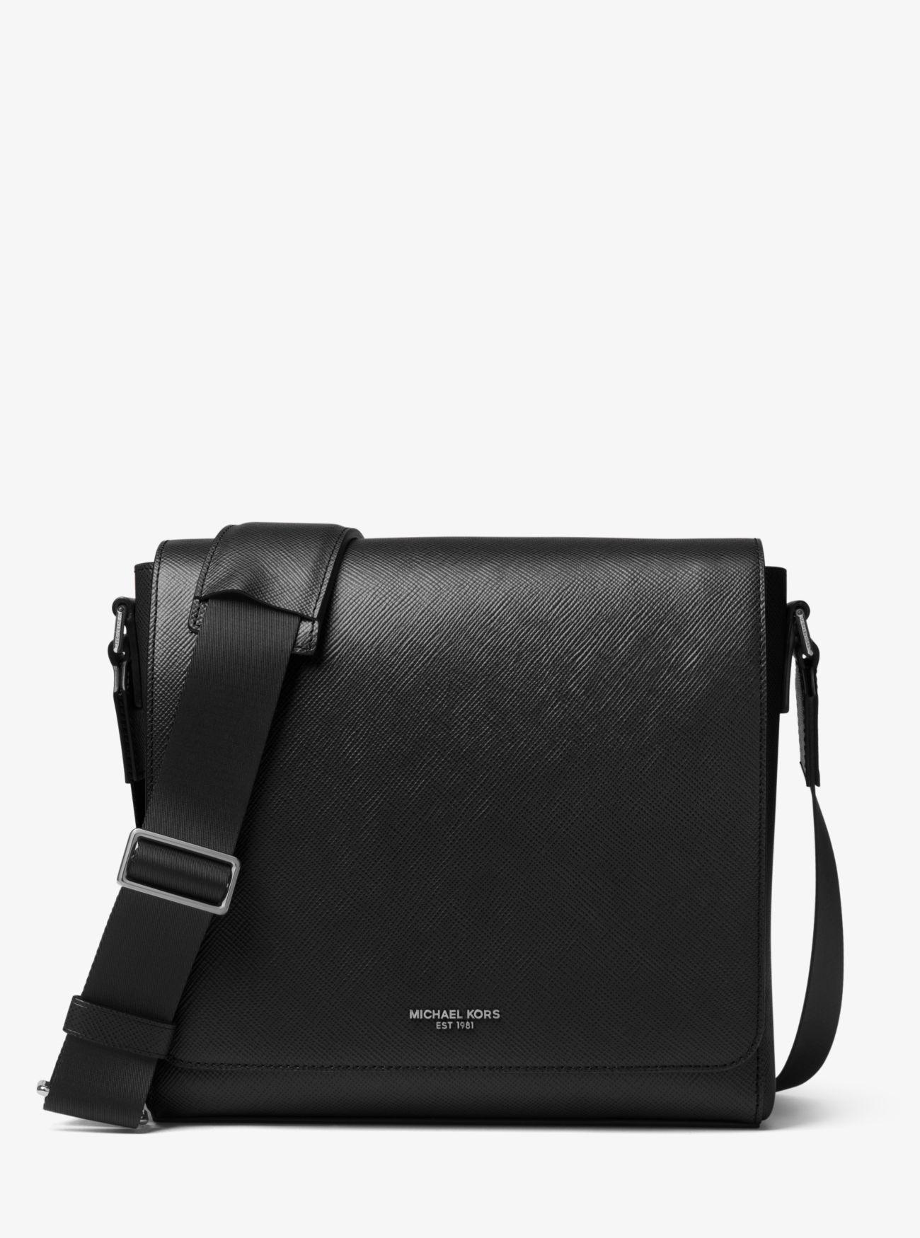 Michael Kors Harrison Medium Leather Messenger Bag in Black for Men | Lyst