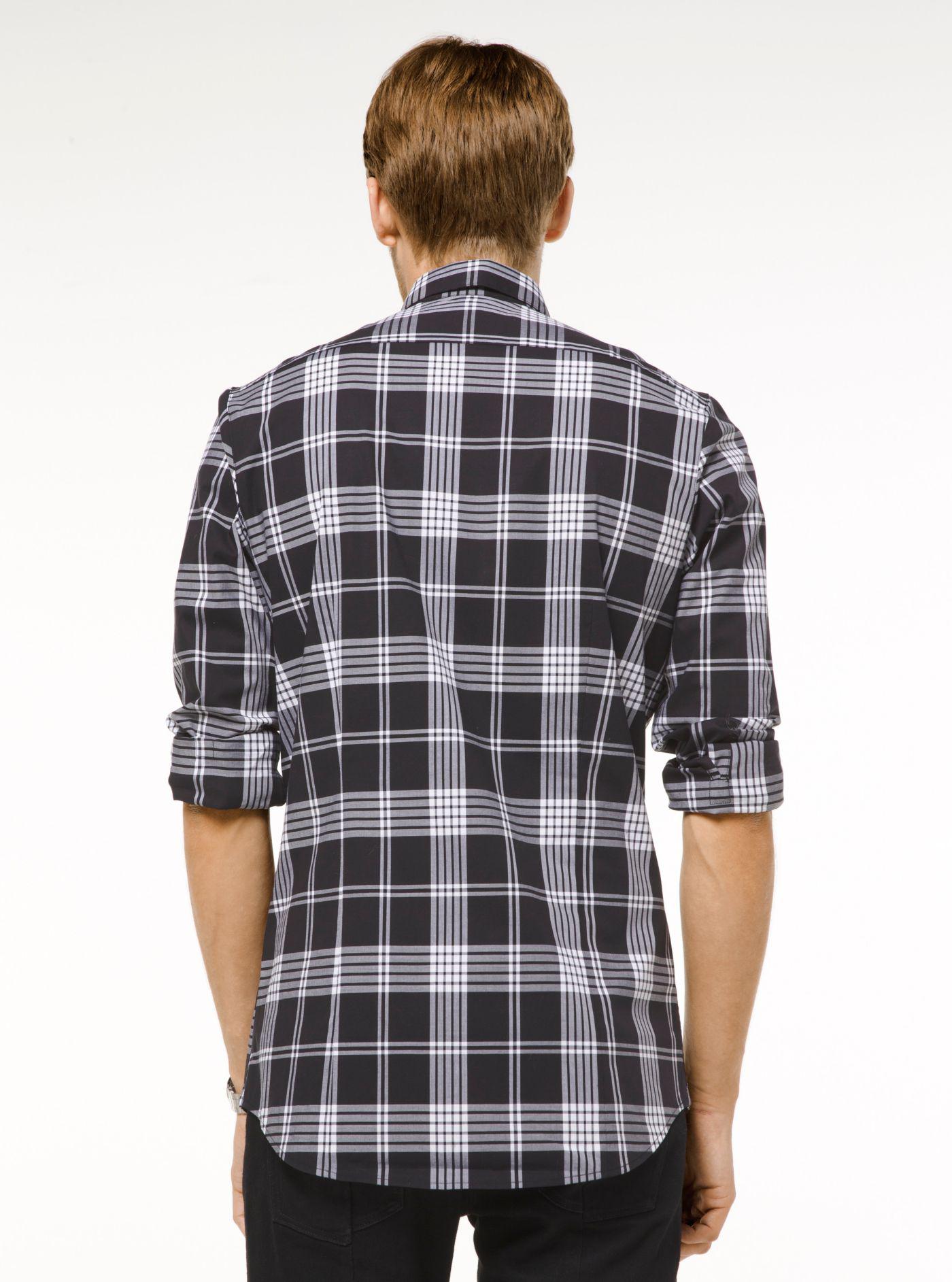 michael kors men's stretch gingham check shirt