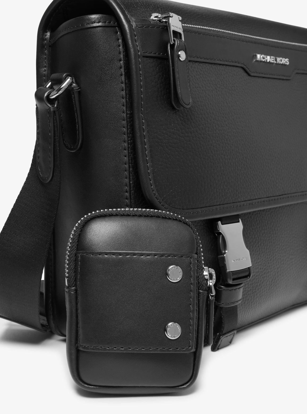 Michael Kors Hudson Pebbled Leather Messenger Bag With Pouch in