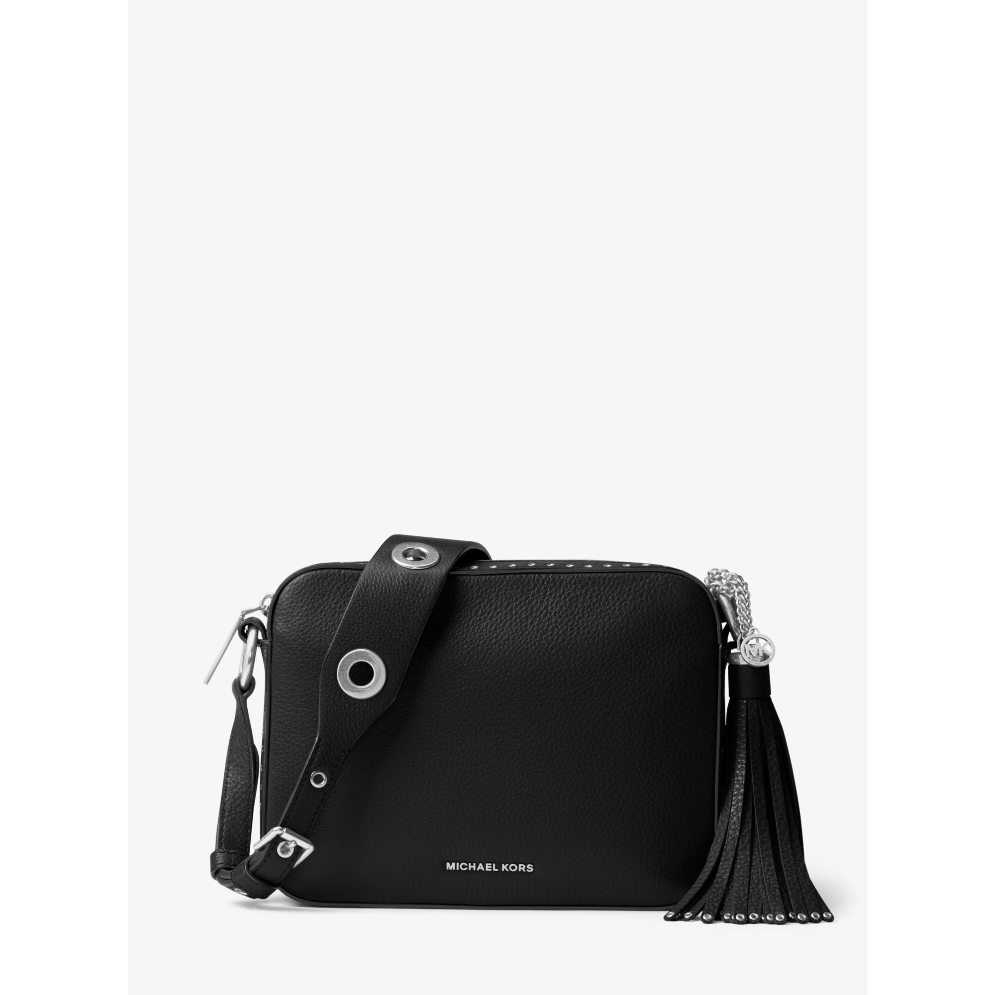 michael kors brooklyn large leather shoulder bag black
