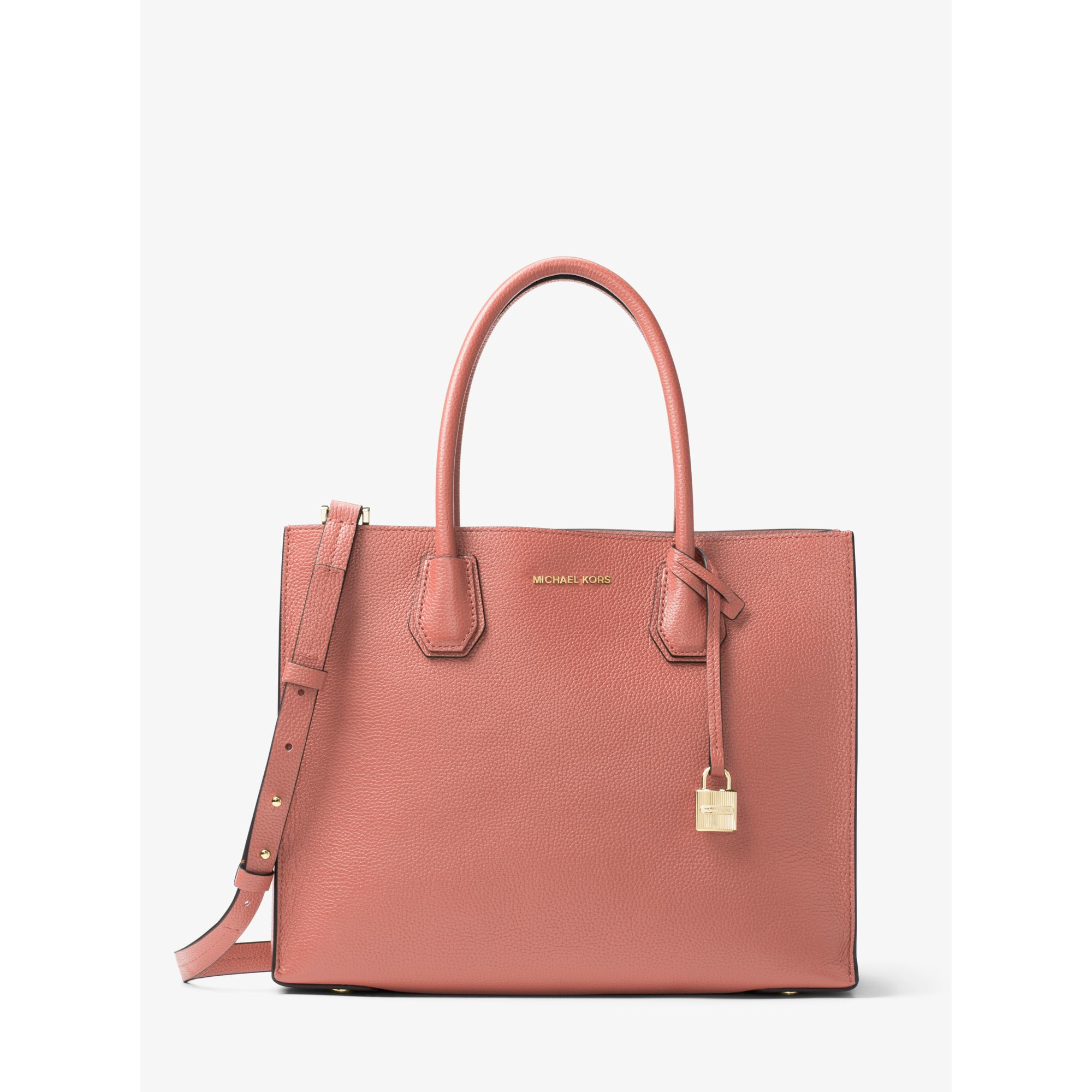 Michael kors Mercer Large Bonded-leather Tote in Pink | Lyst