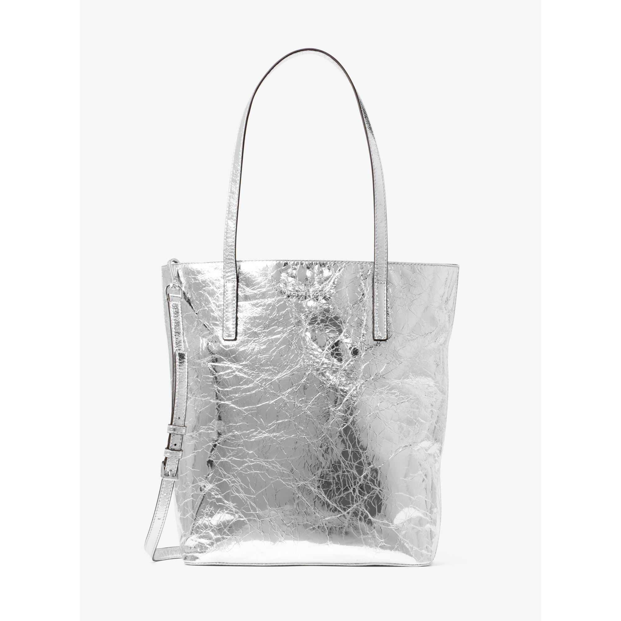 Michael Kors Emry Large Crinkled-leather Tote Bag in Silver (Metallic) -  Lyst