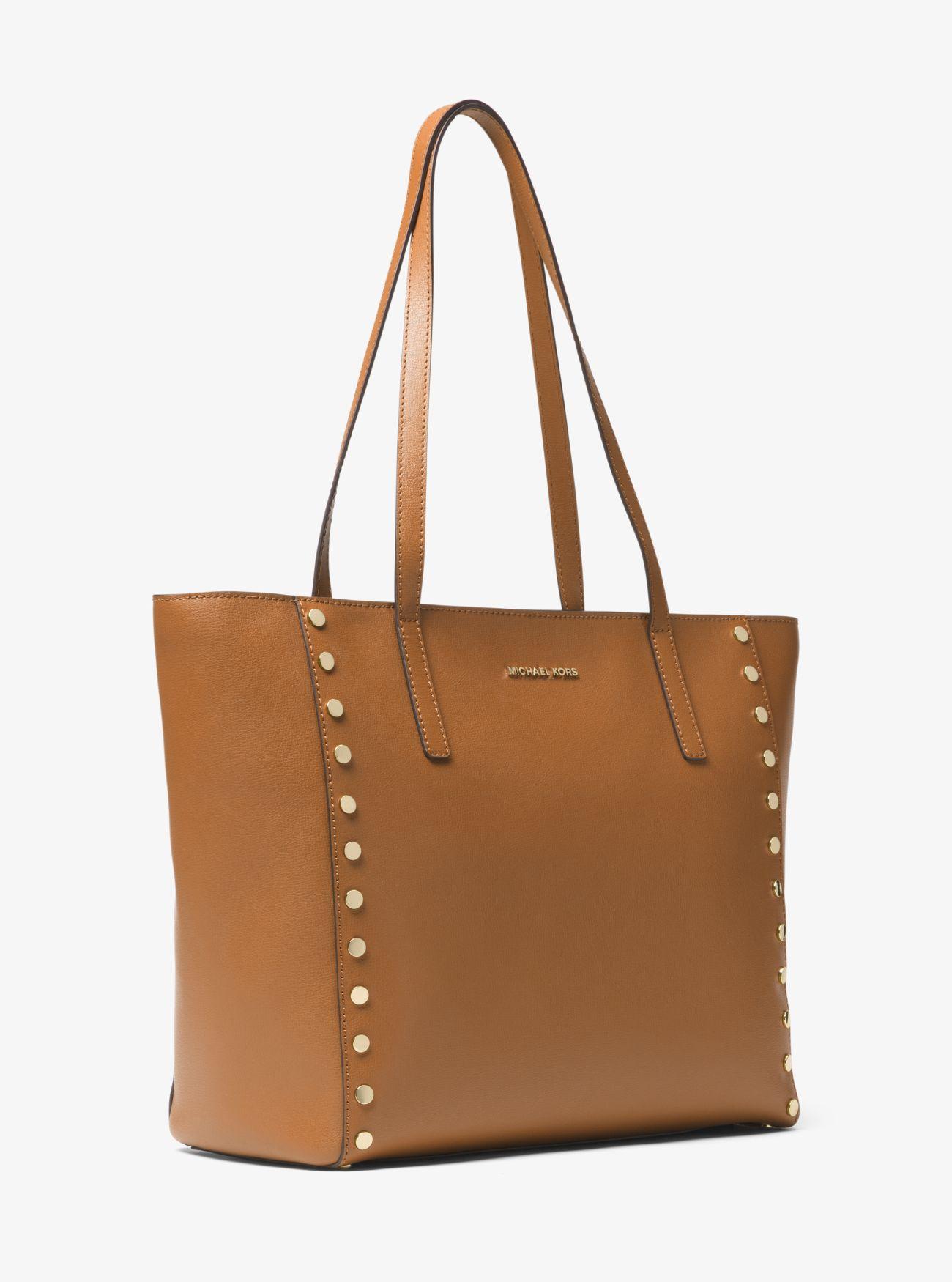 Michael Kors Rivington Large Studded Leather Tote Bag in Brown - Lyst