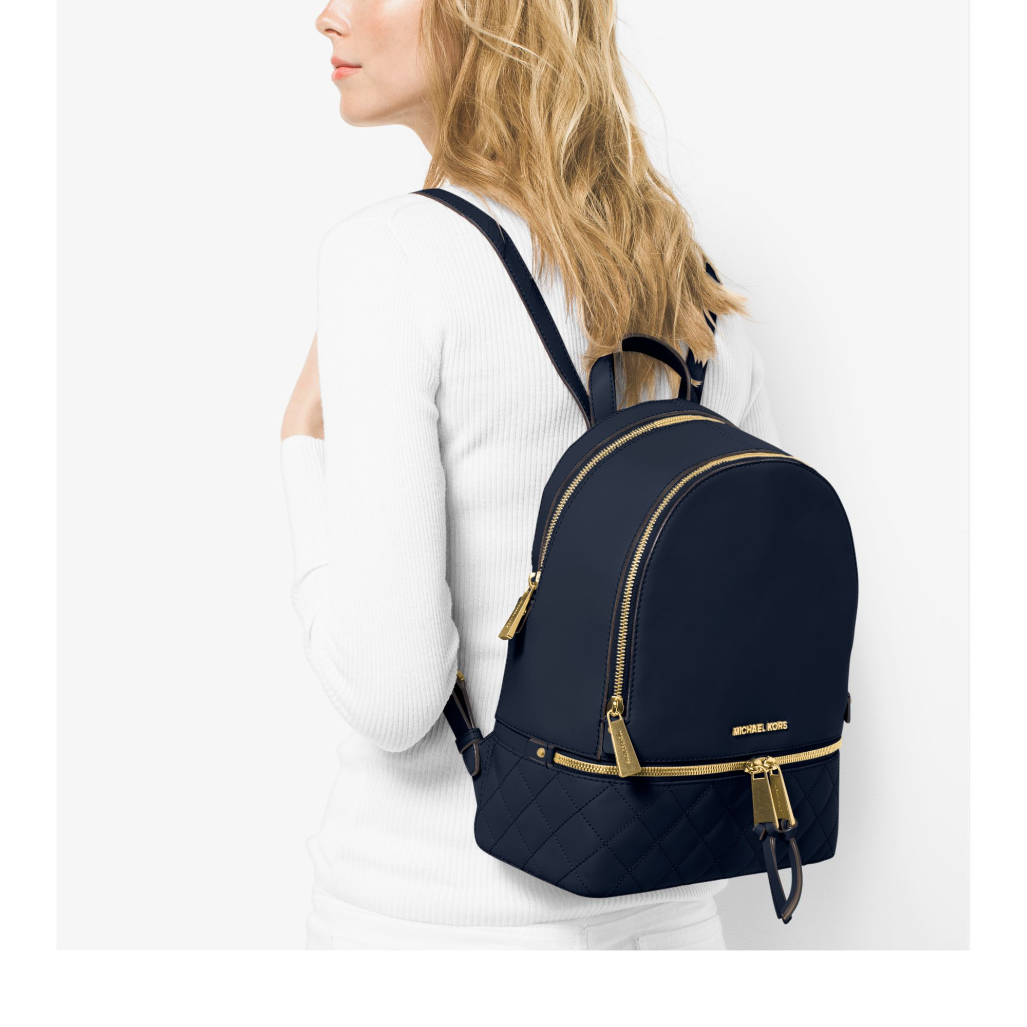 michael kors navy blue backpack