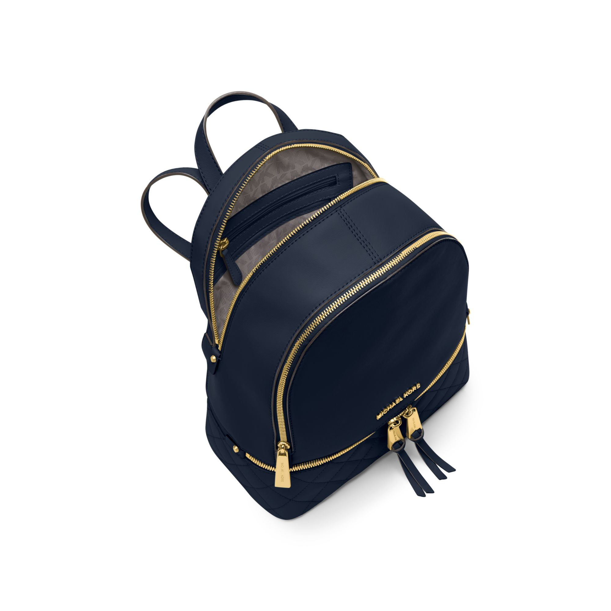 Michael Kors Rhea Medium Quiltedleather Backpack in Navy (Blue) Lyst