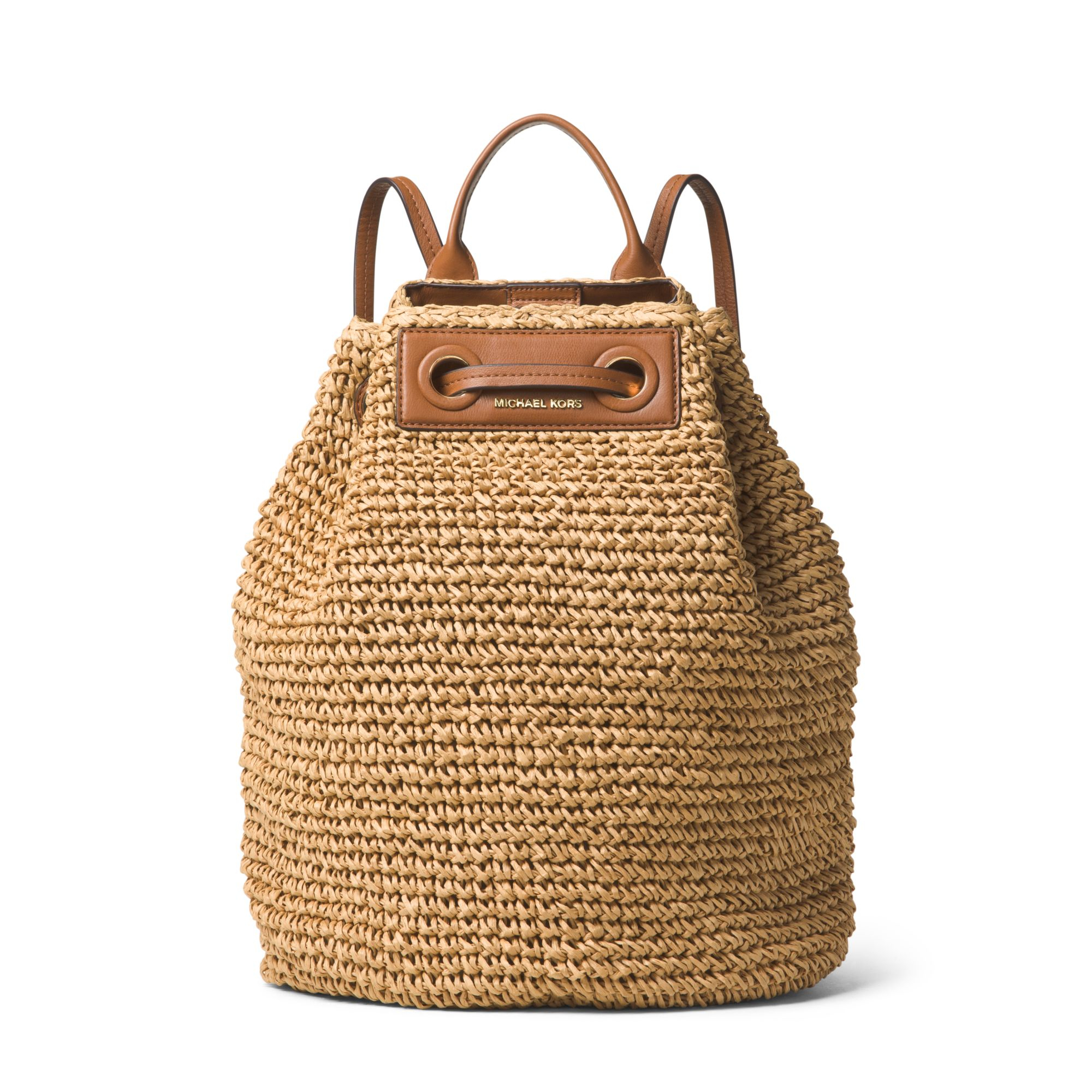 Michael Kors Krissy Large Straw Backpack in Natural | Lyst