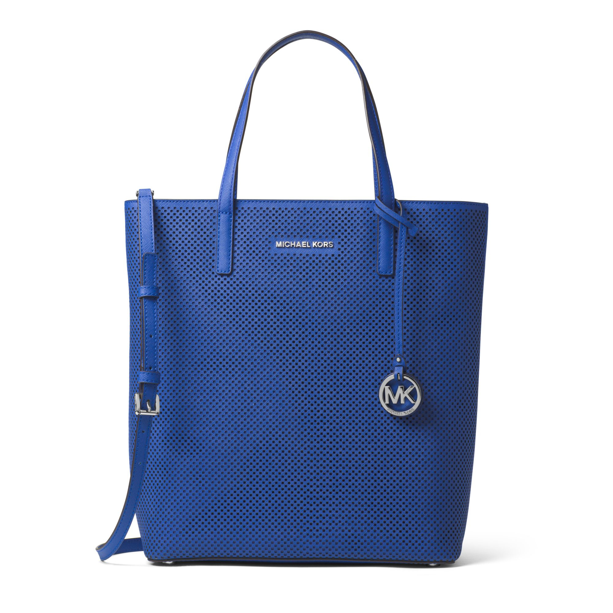 Michael kors Hayley Large Perforated-leather Tote Bag in Blue | Lyst