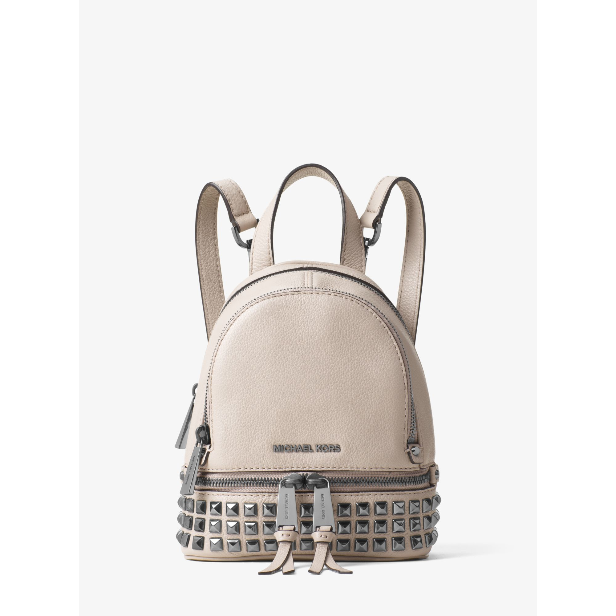 Michael Kors Rhea Extra-small Studded Leather Backpack in Gray - Lyst
