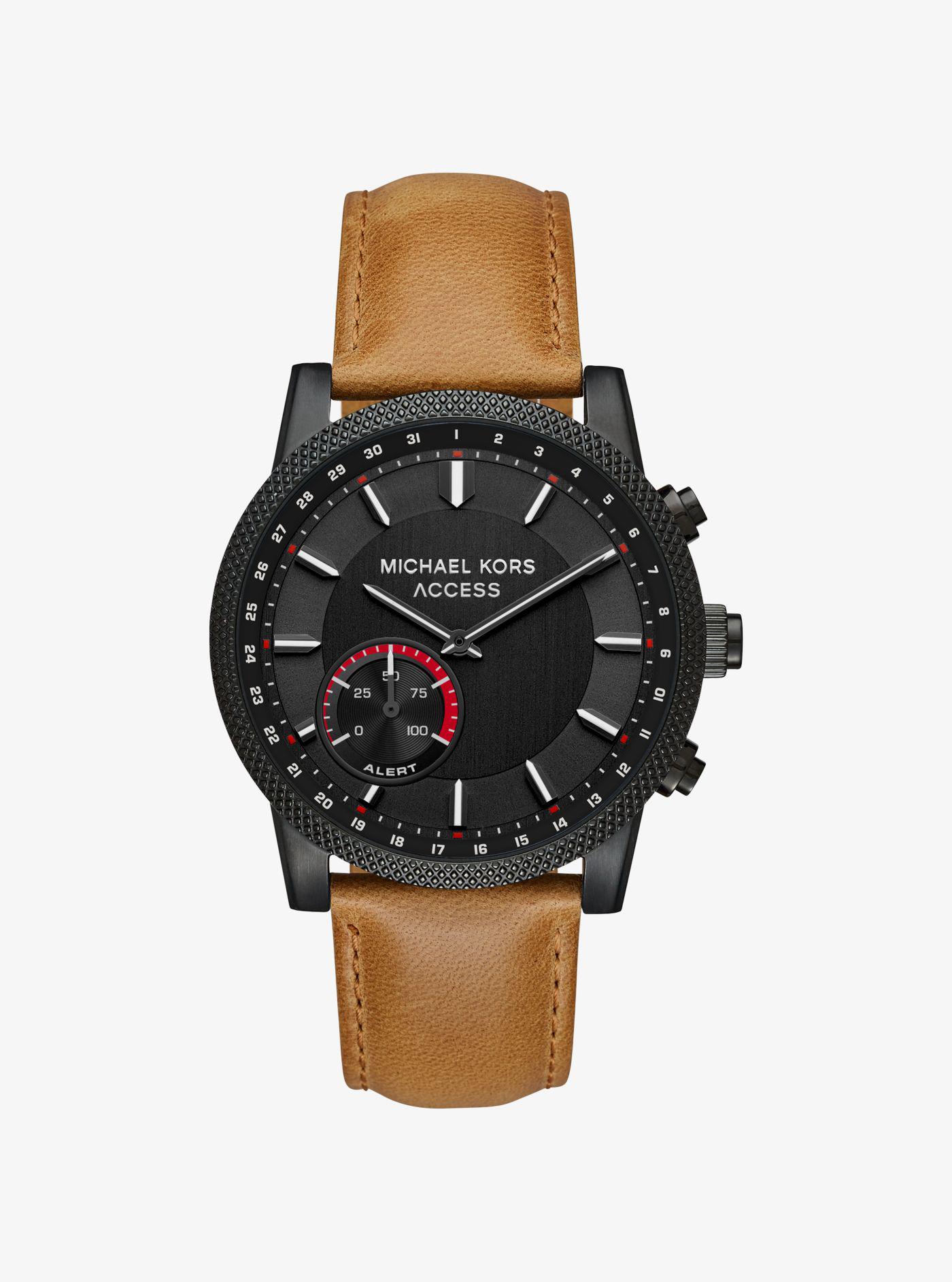 Michael Kors Scout Black-tone Leather Hybrid Smartwatch for Men - Lyst