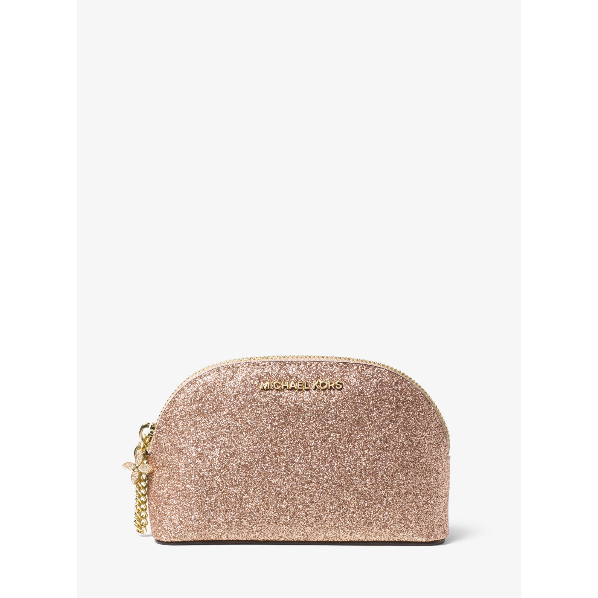 michael kors rose gold glitter purse
