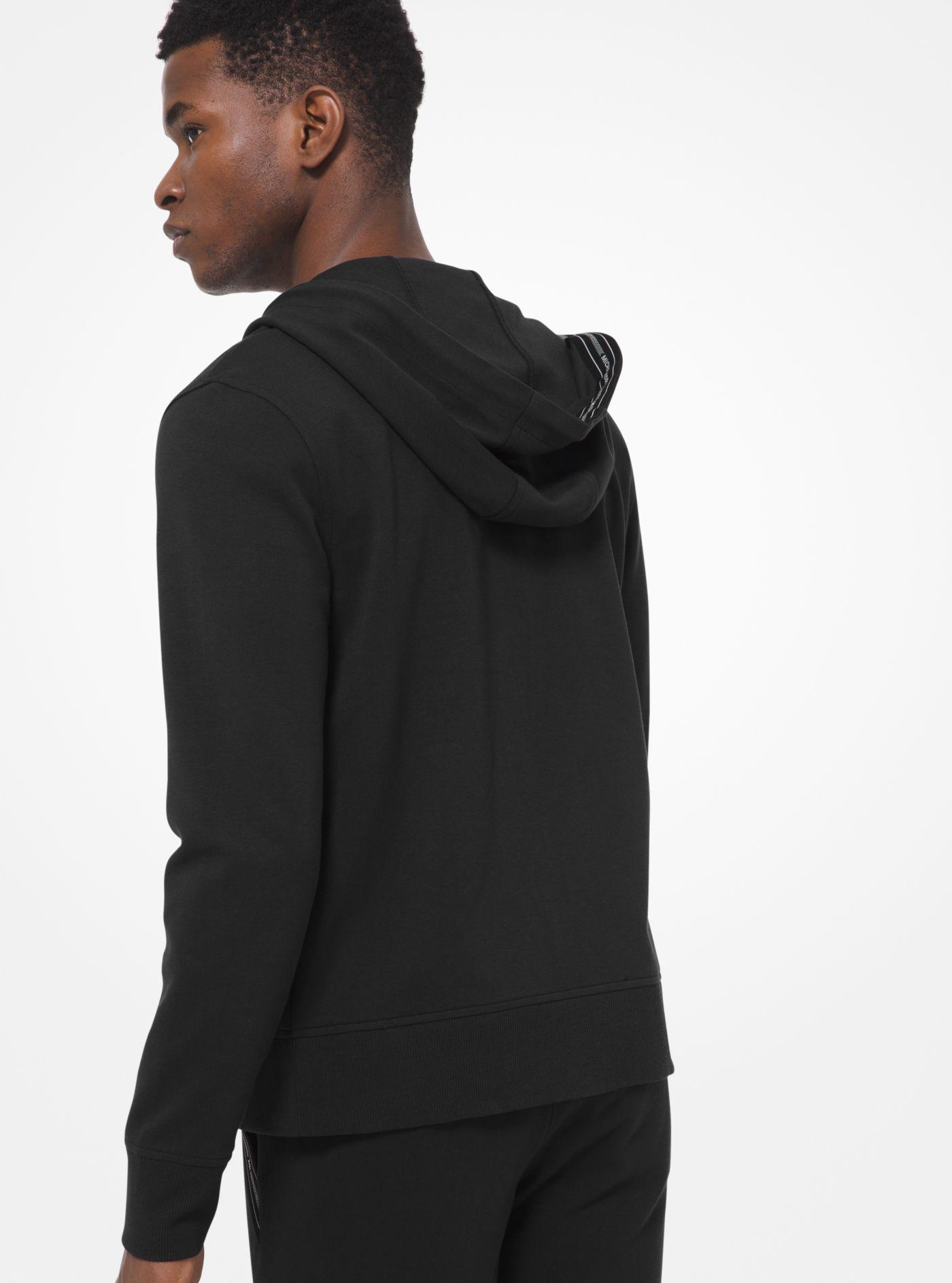 Michael Kors Logo Tape Cotton Blend Zip-up Hoodie in Black for Men 