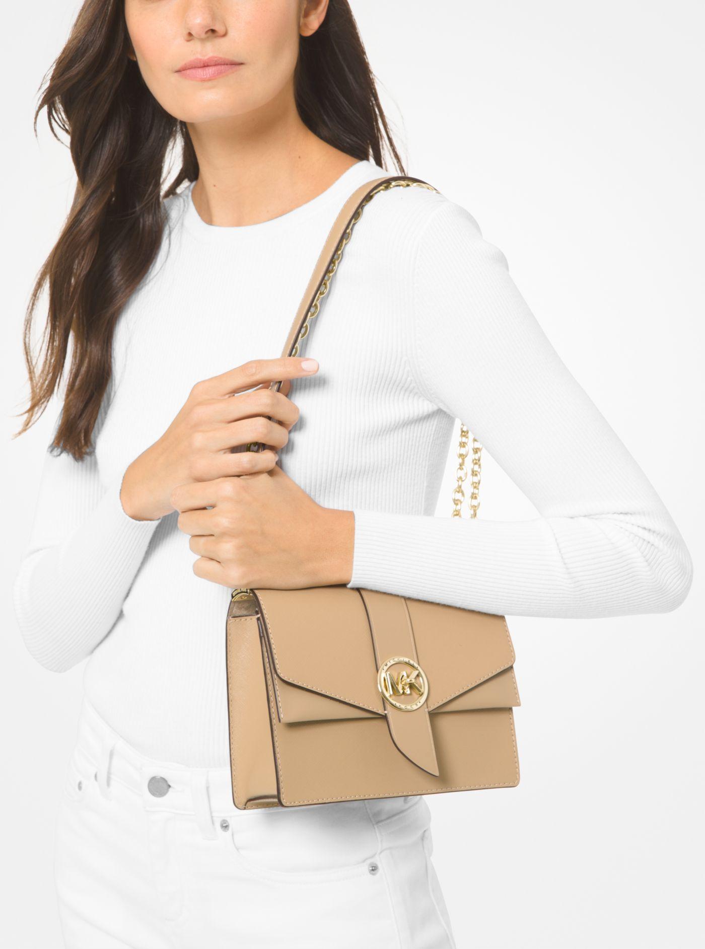 Michael Kors Greenwich Small Saffiano Leather Crossbody Bag in Natural |  Lyst