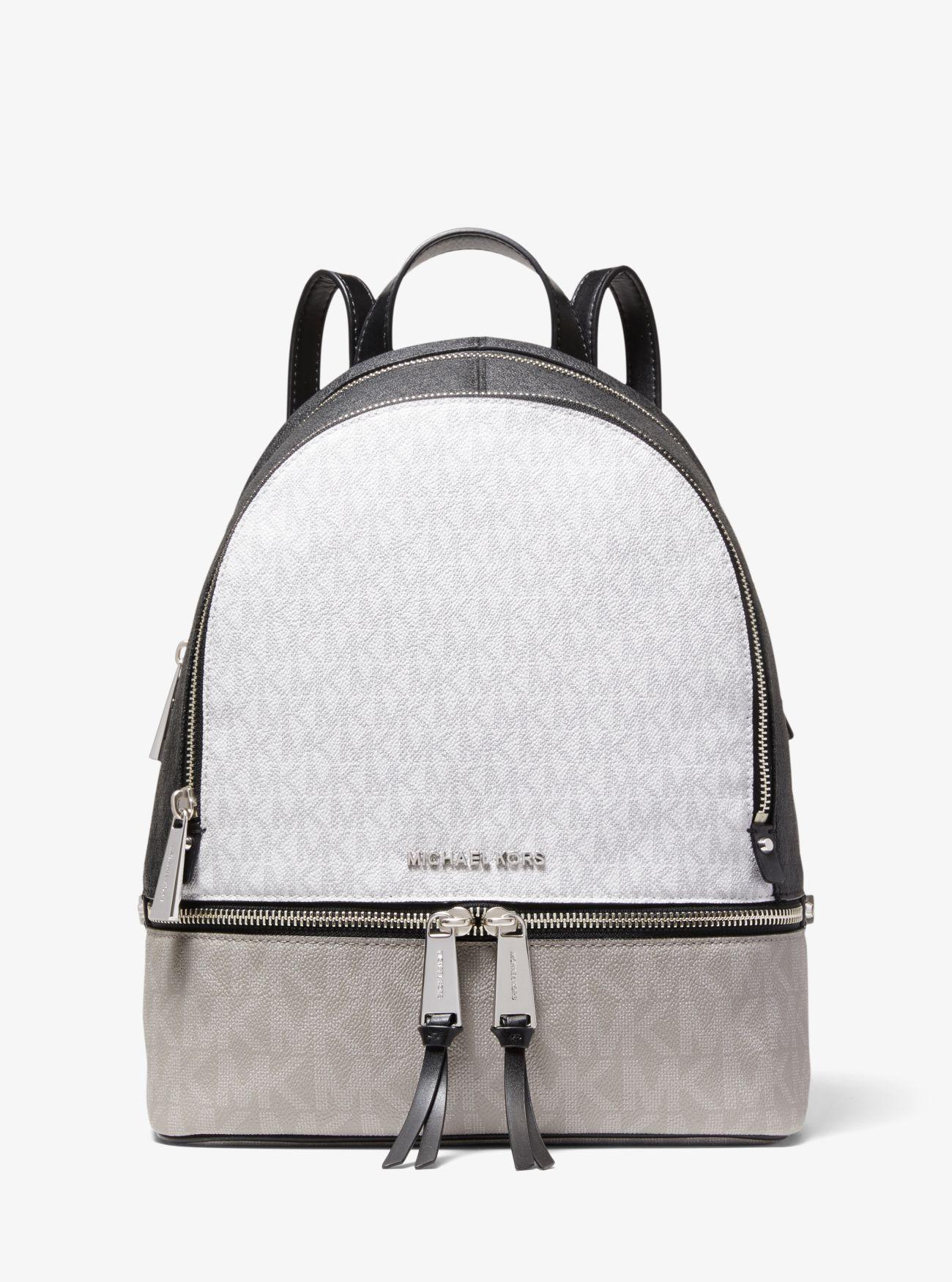 Michael Kors Rhea Medium Color-block Logo Backpack in White - Lyst