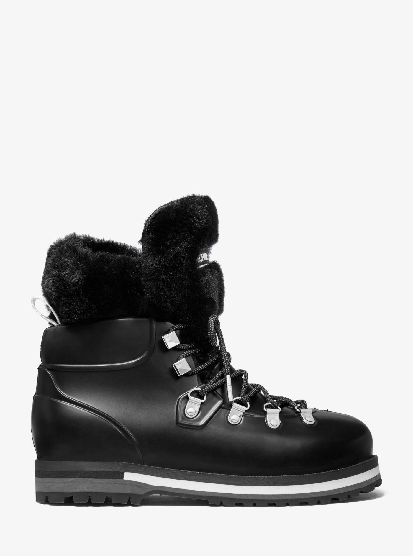 lanis pvc and faux fur rain boot